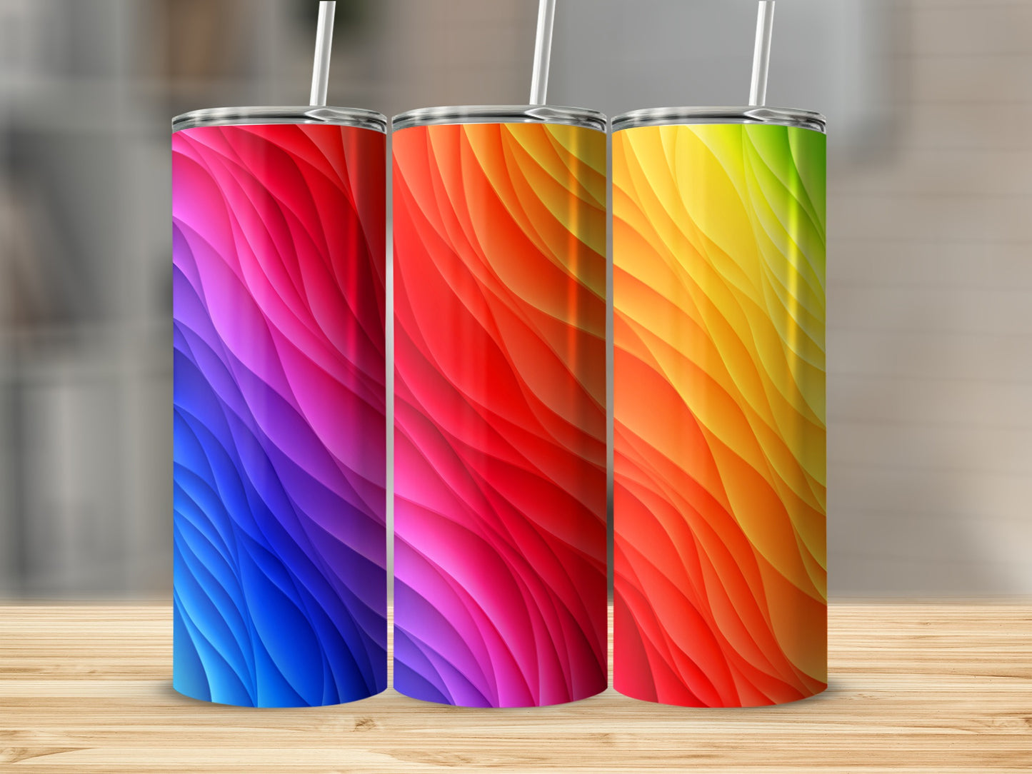 Rainbow Wave Colors Fluid Texture Gradient Tumblers