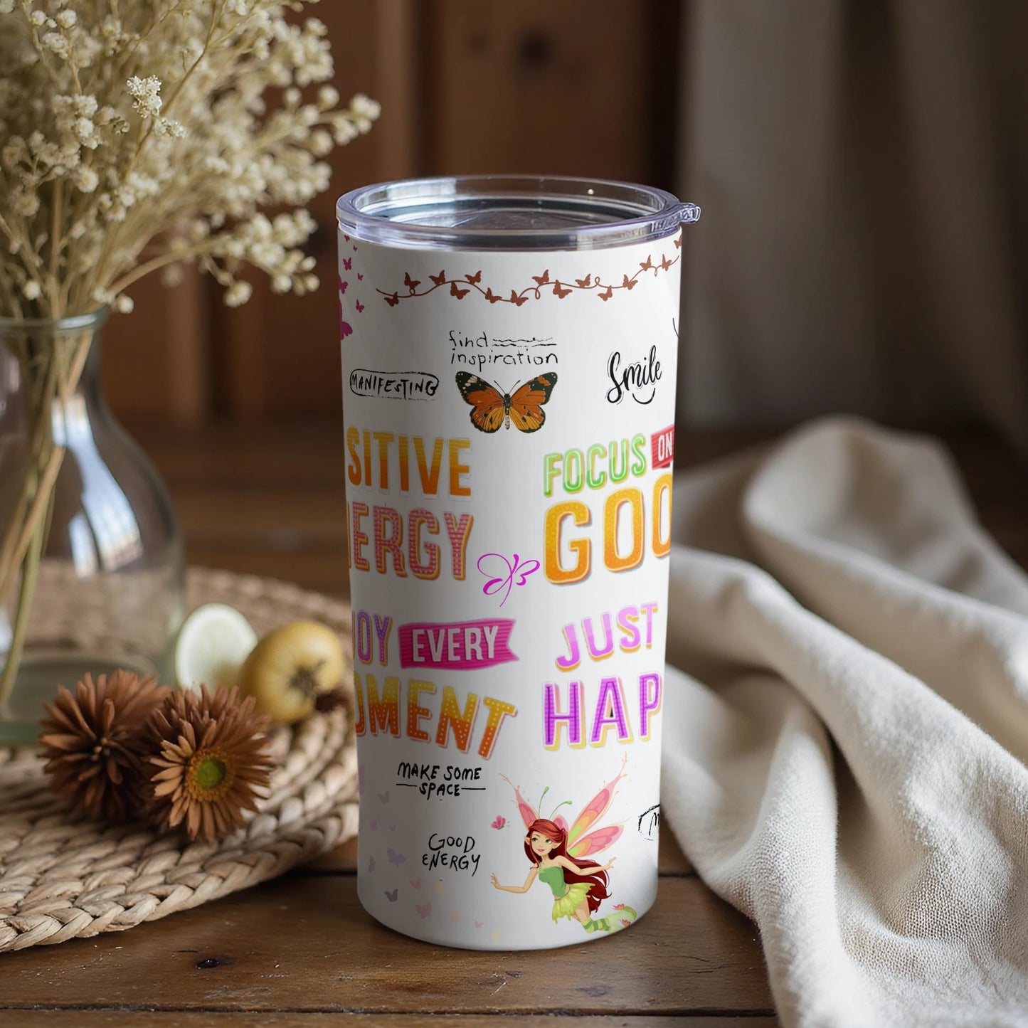 Positive Energy Motivational Quote Tumbler