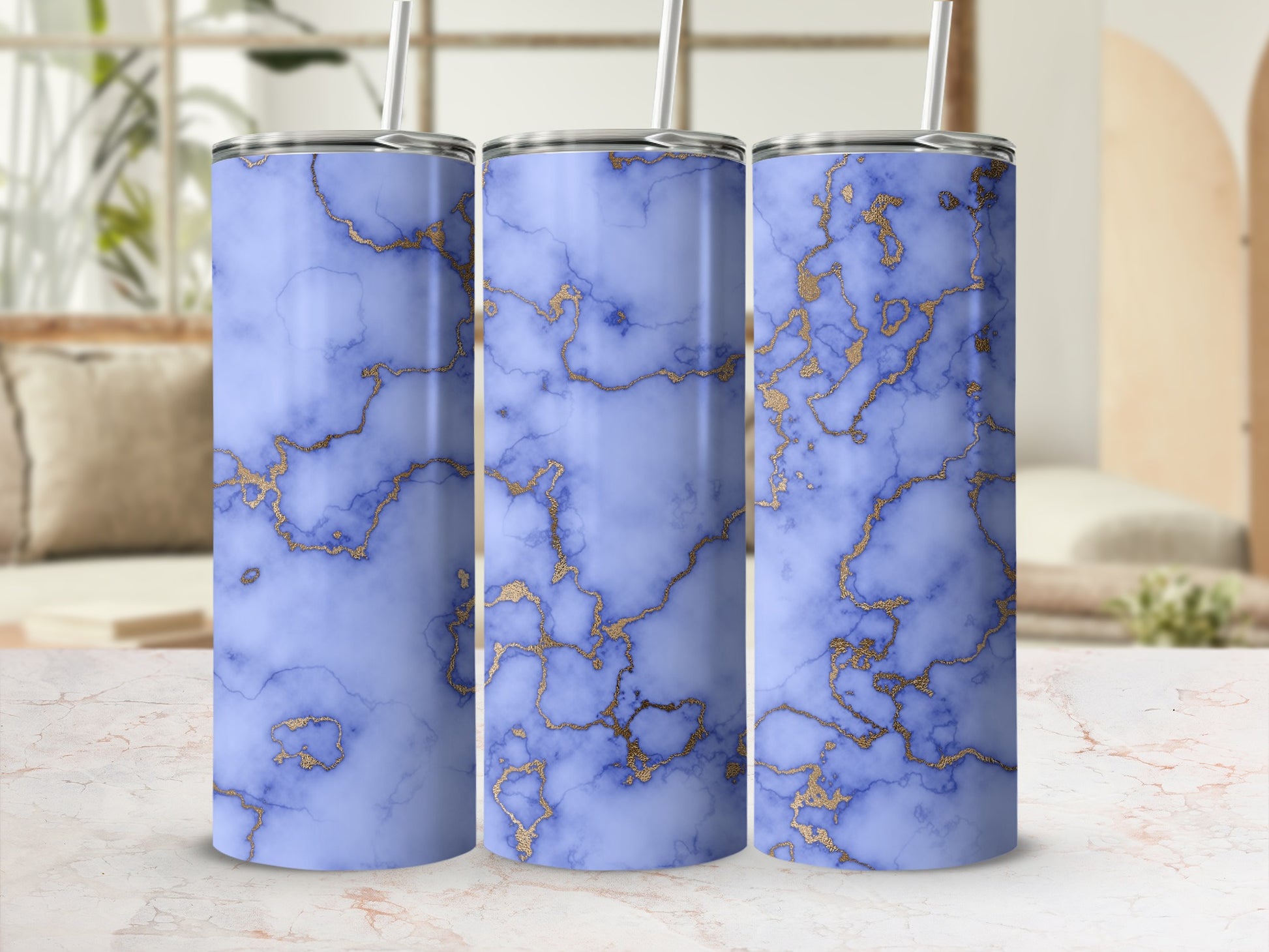 Blue Gold Marble Veined Tumbler product type