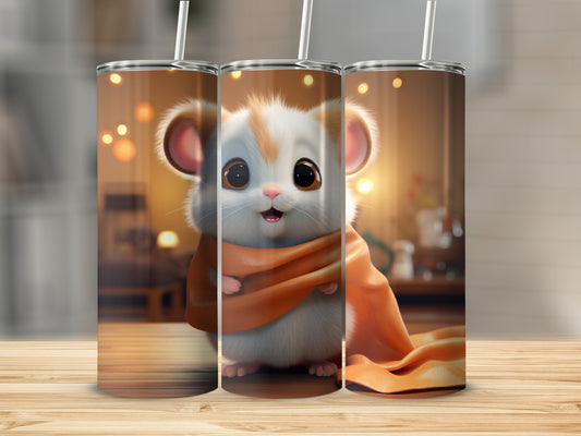 Cute Mouse in Orange Blanket Tumbler Product