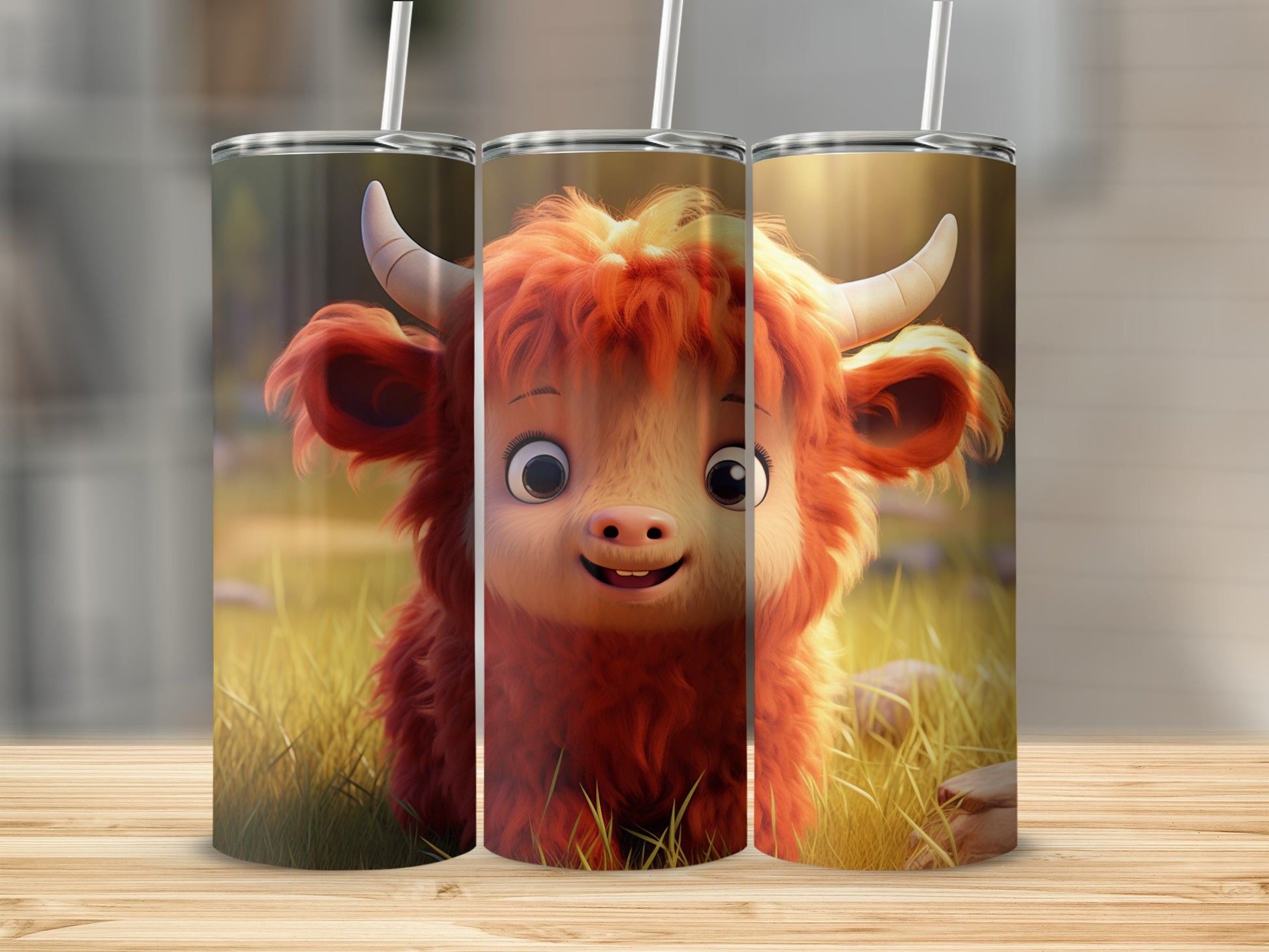 Adorable Highland Cow Themed Insulated Tumbler Cup