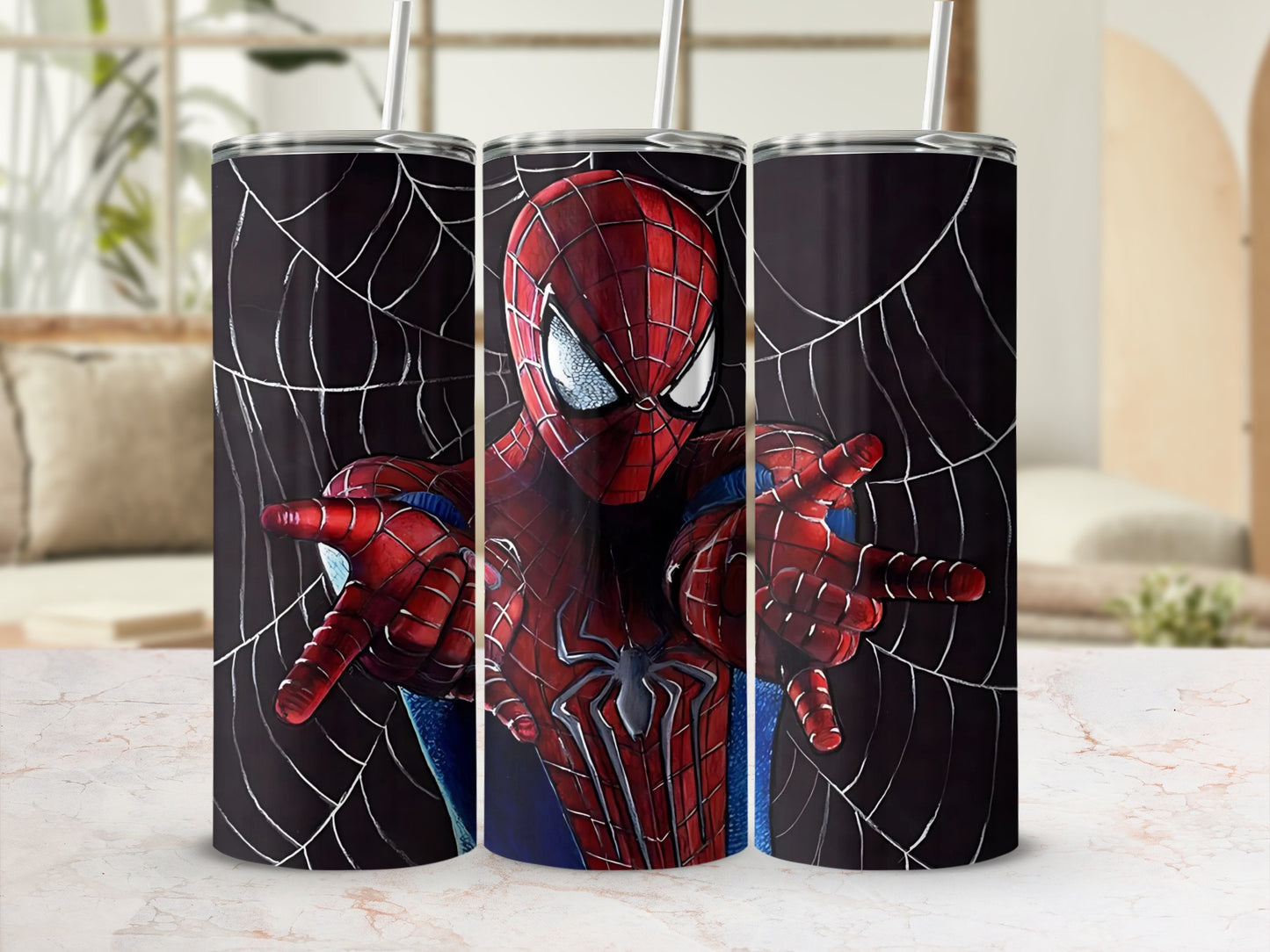 Spider-Man Themed Portable Tumbler with Straw Product