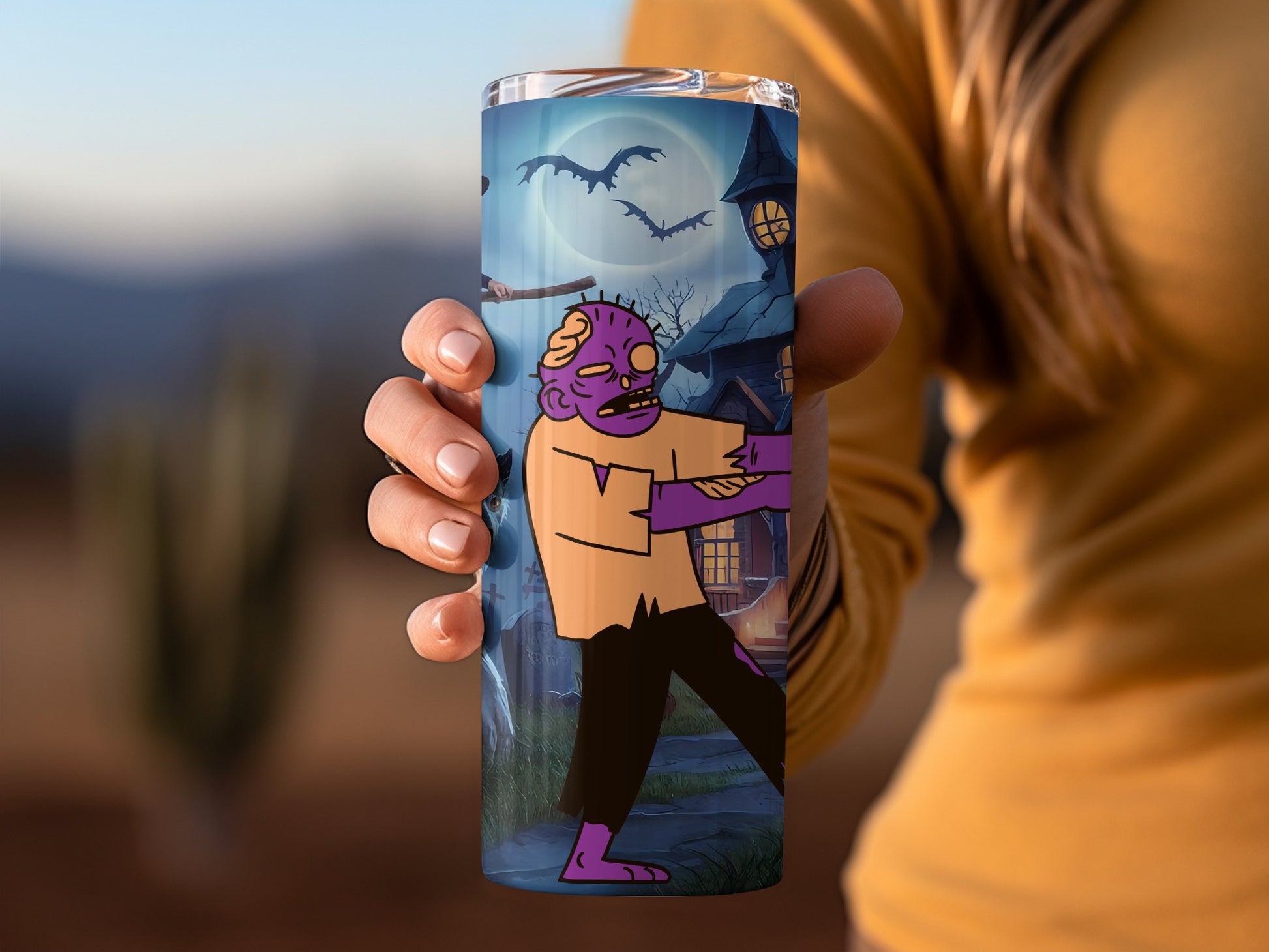 Spooky Halloween Zombie Design Insulated Tumbler Cup