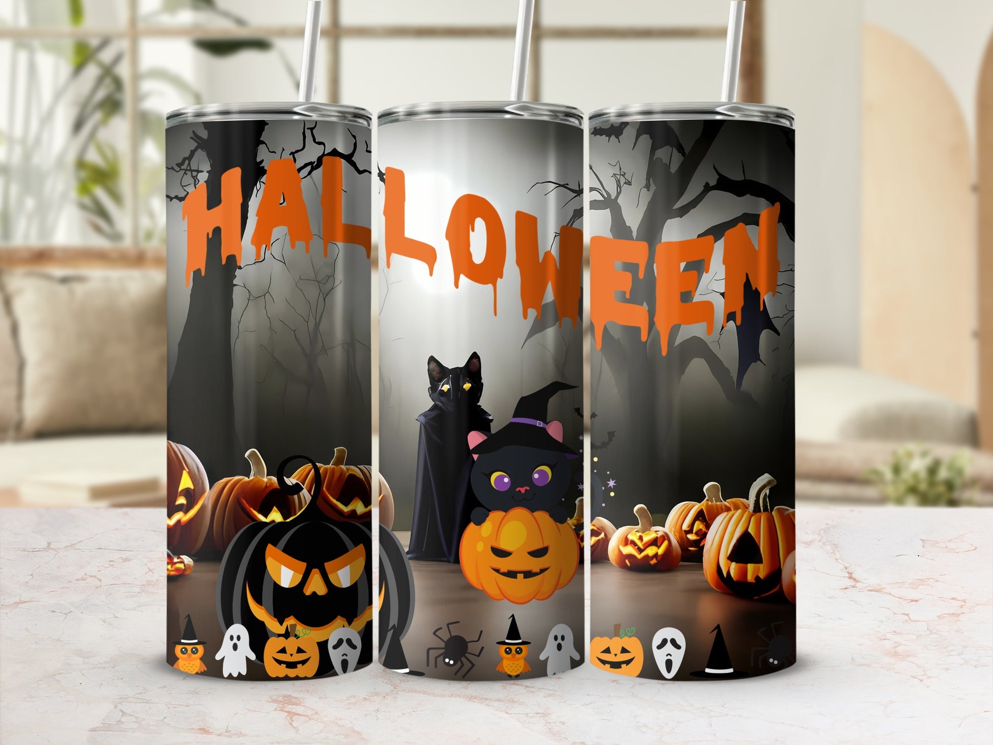 Spooky Halloween Themed Tumbler Perfect for Festivities