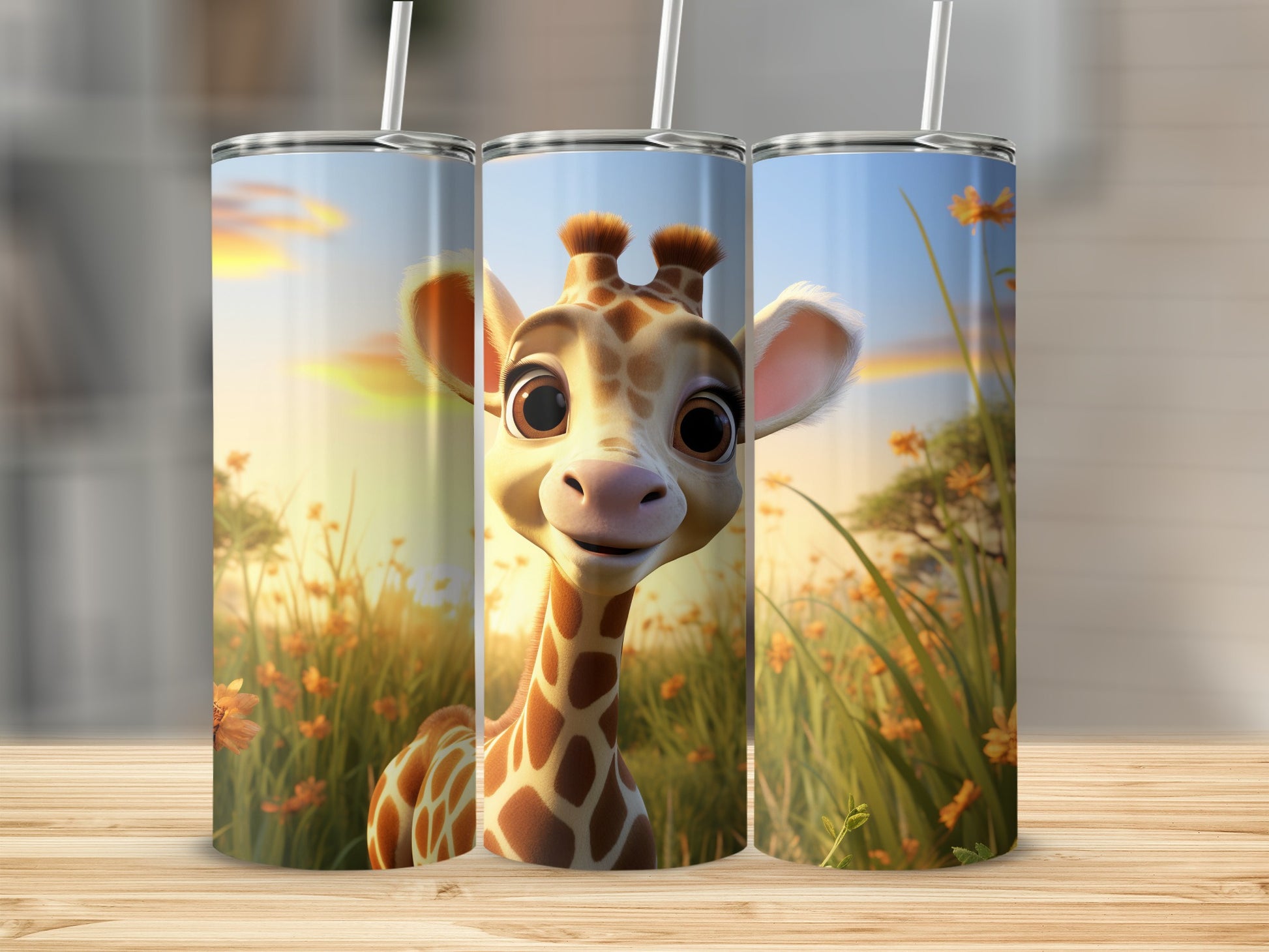 Cute Cartoon Giraffe Design on Tumbler Product