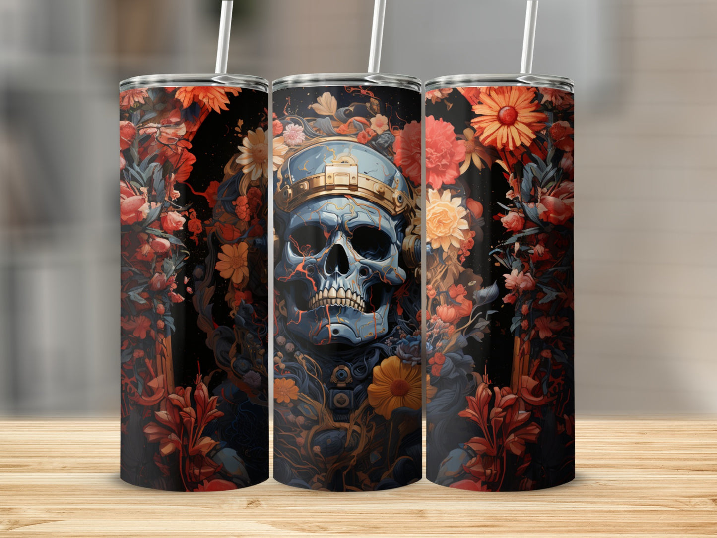 Floral Skull Tumbler for a Unique Drinkware Product