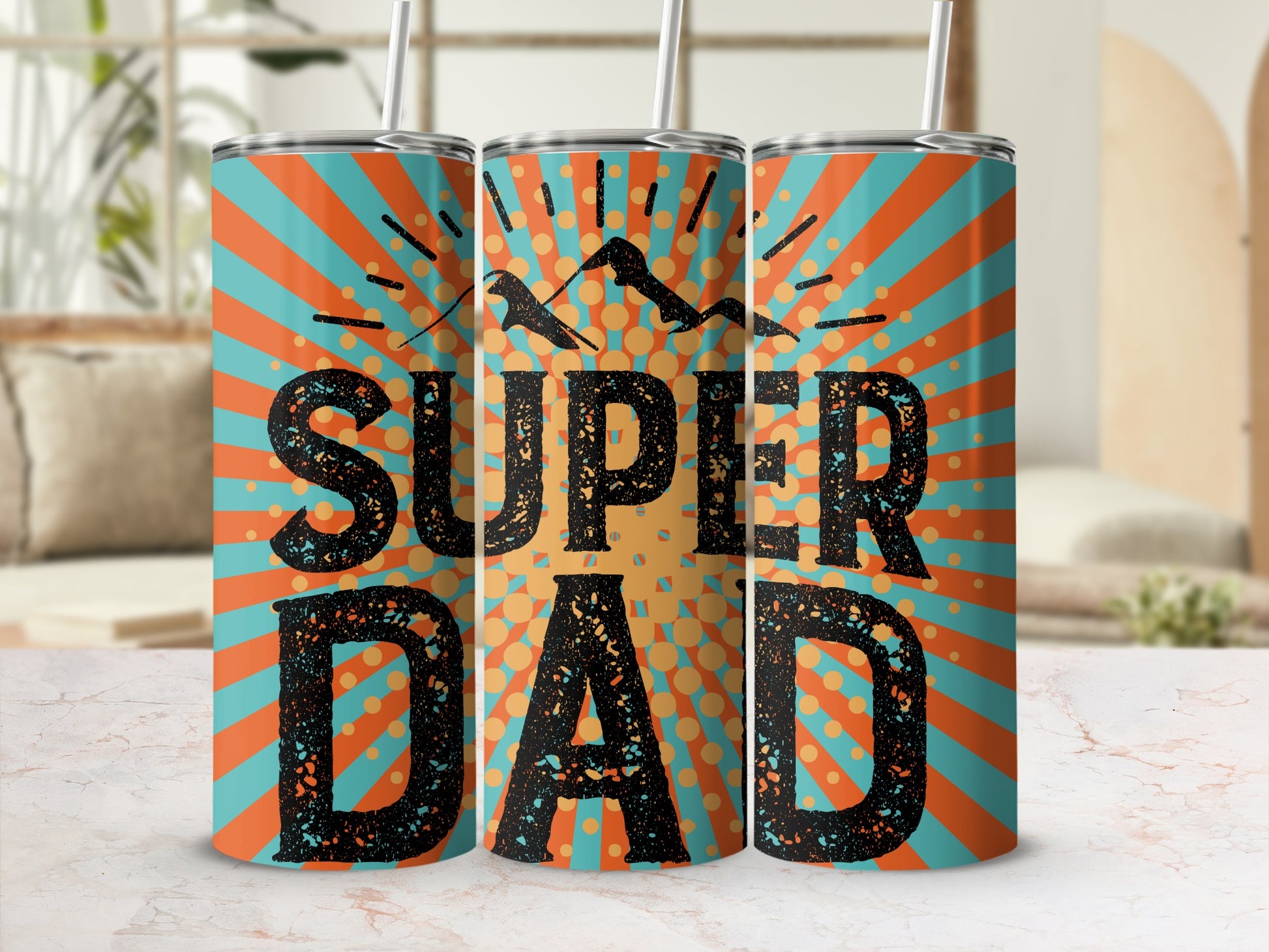 Super Dad Graphic Colorful Design Tumbler