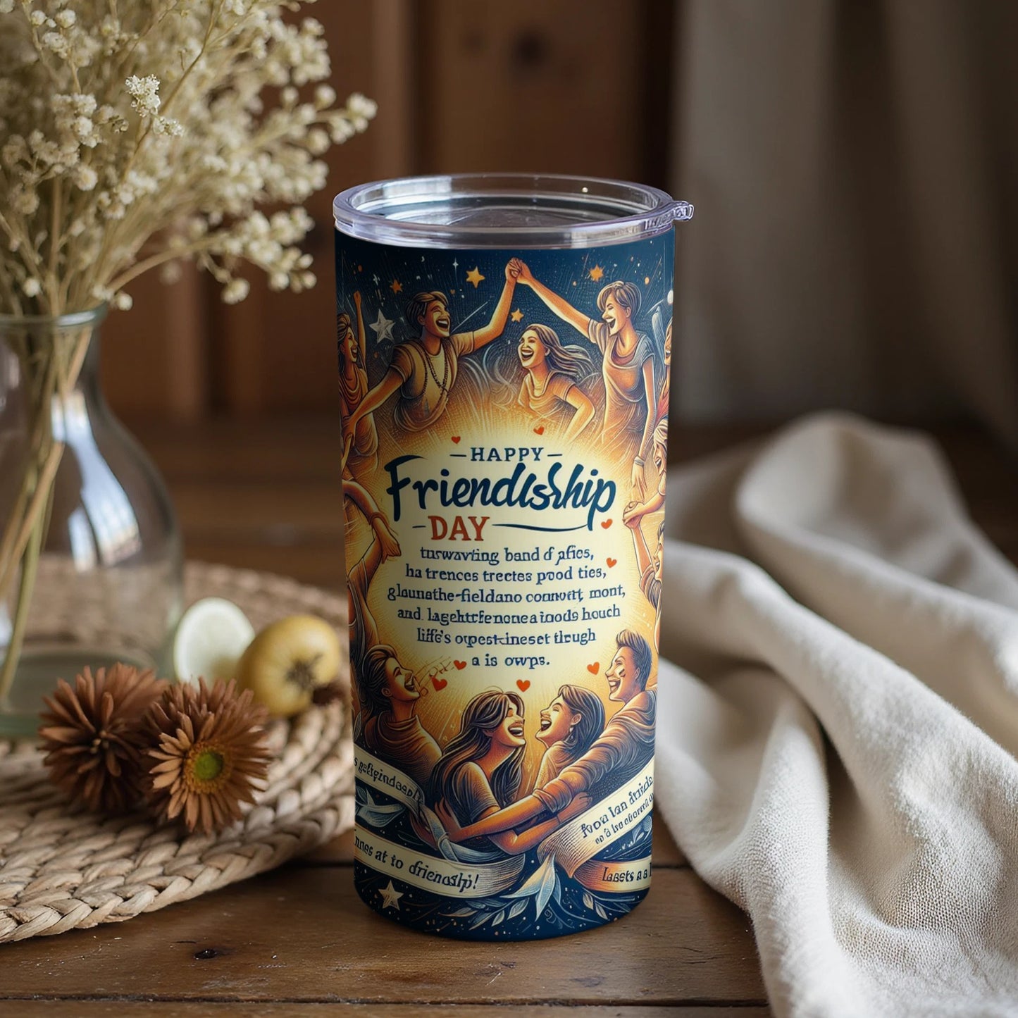 Happy Friendship Day Themed Travel Tumbler