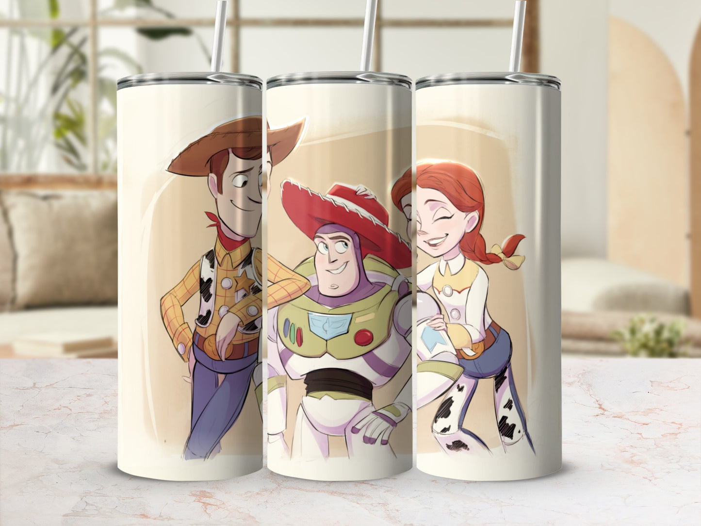 Animated Cowboy Space Ranger and Cowgirl Drinkware