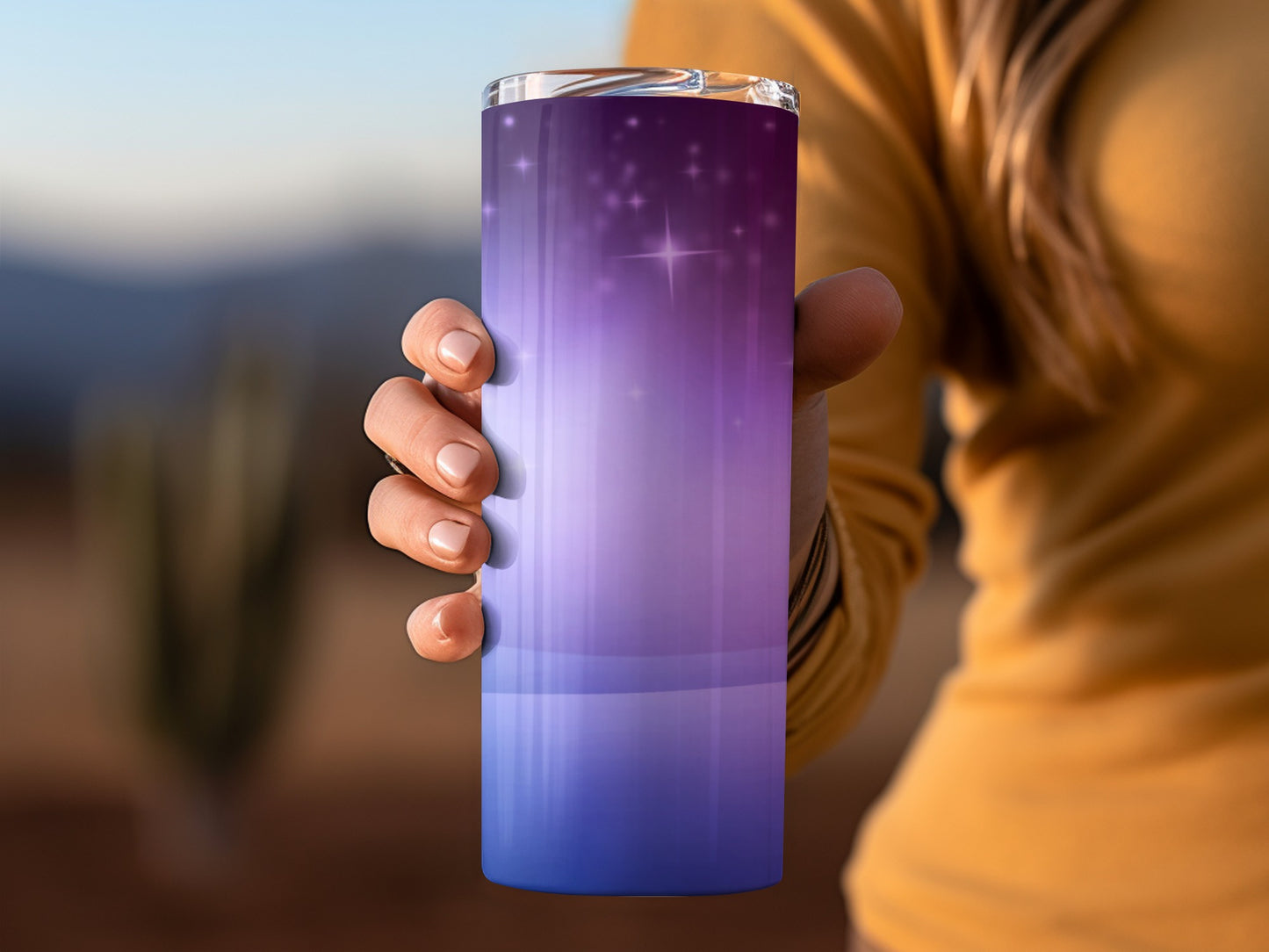 Gradient Purple and Blue Design Stainless Steel Tumbler