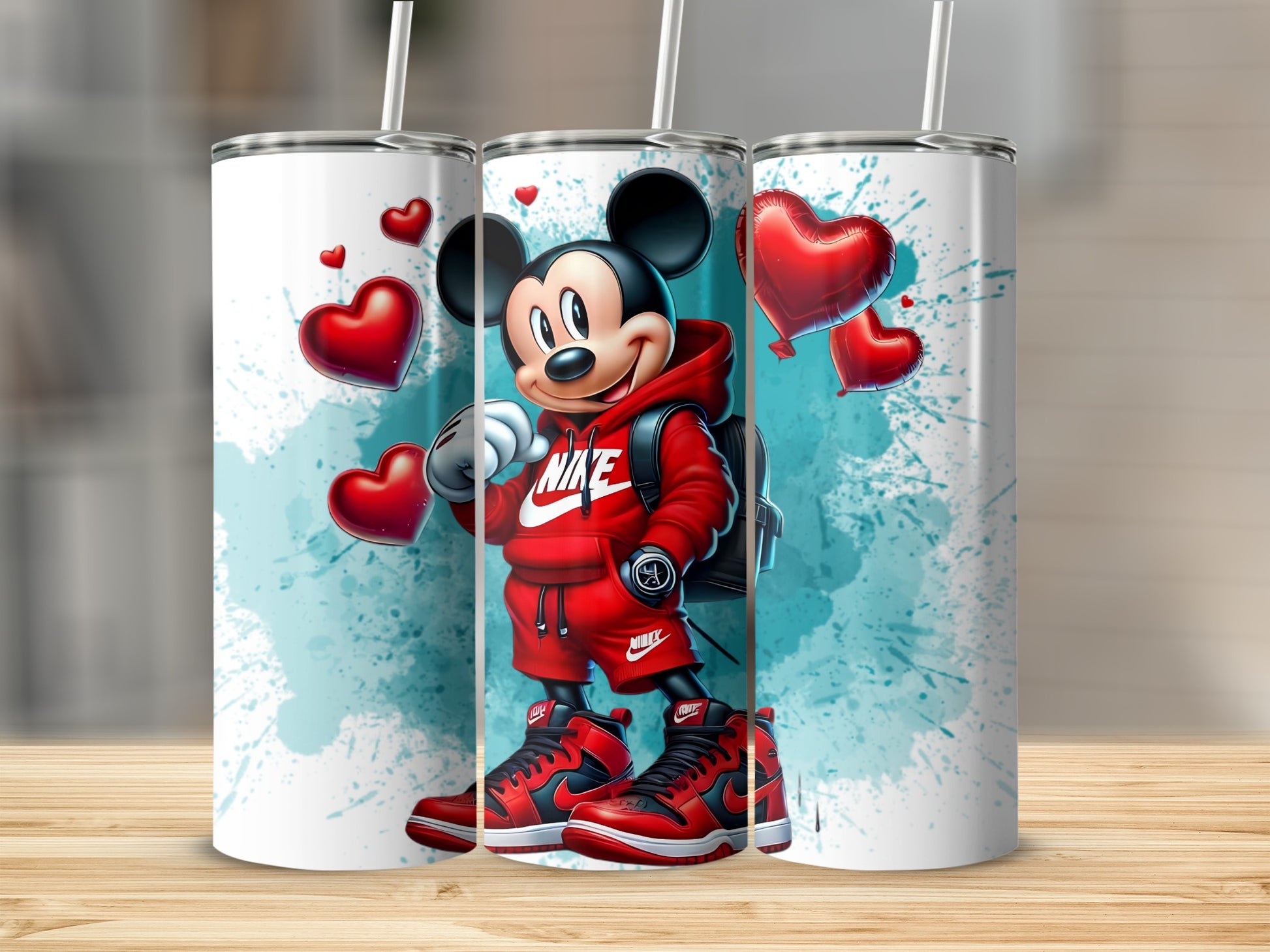 Mickey Mouse Red Outfit with Hearts Tumbler