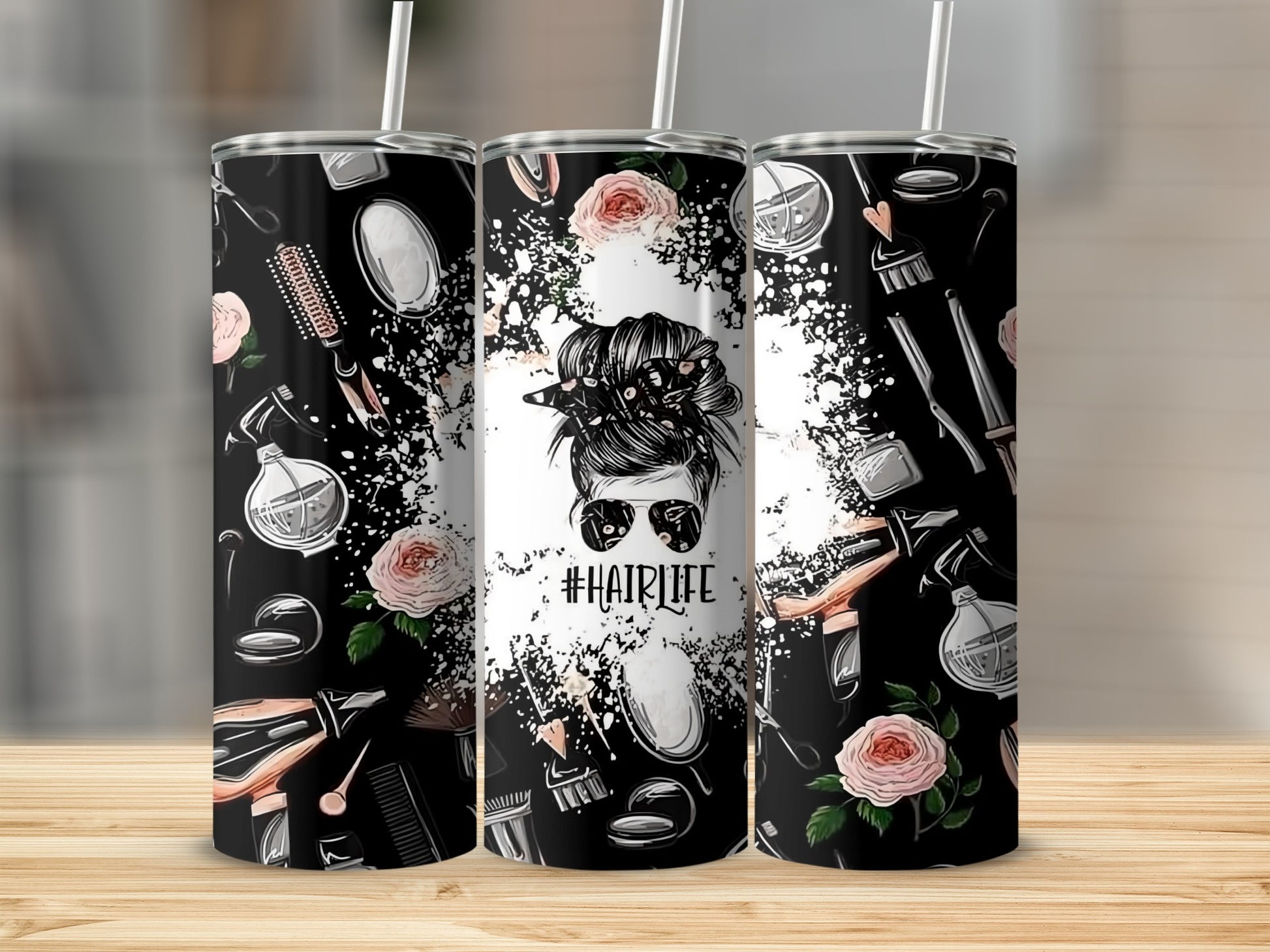Stylish Hair Accessories and Roses Design Tumbler