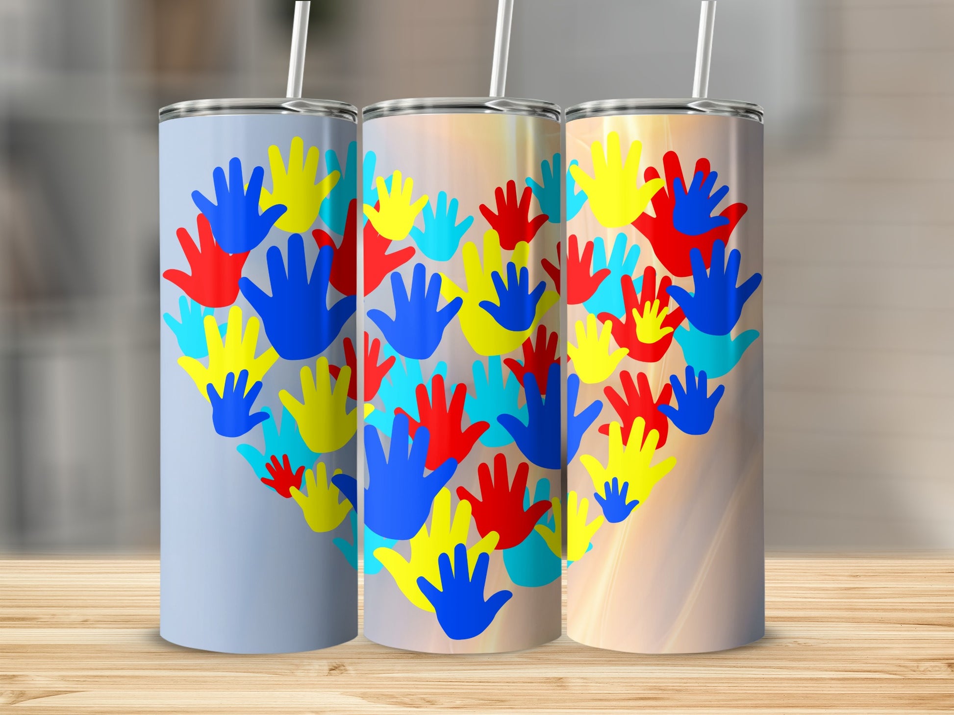 Colorful Handprint Design Insulated Tumbler product