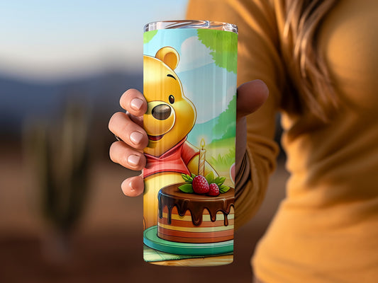 Winnie-the-Pooh Piglet Birthday Cake Woodland Background Tumblers