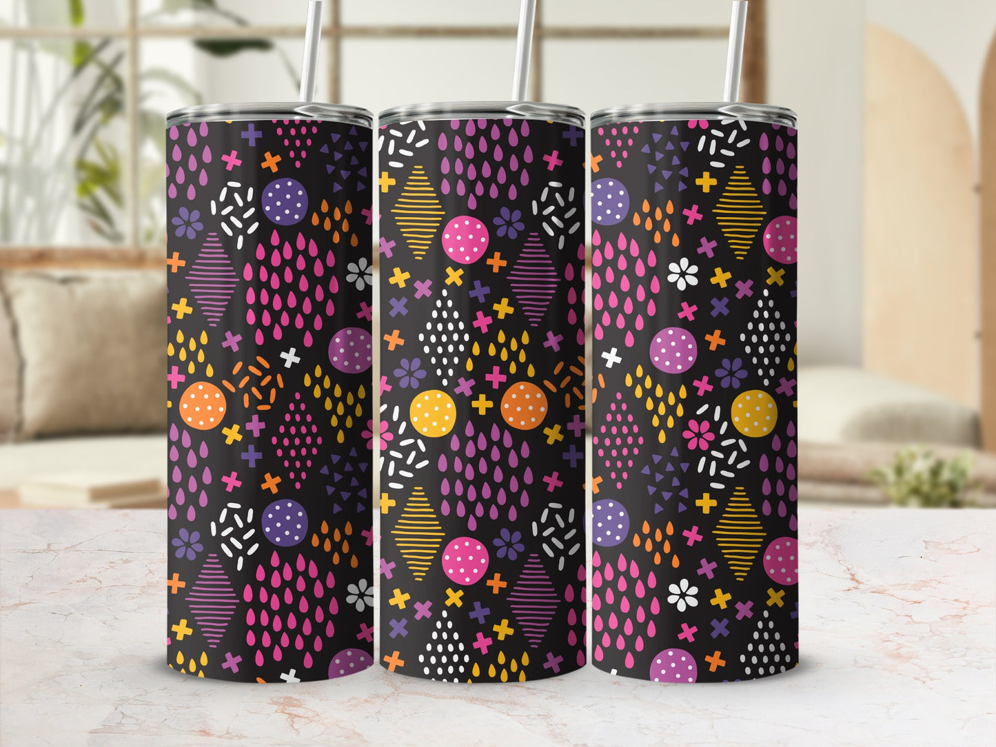 Colorful Abstract Geometric Pattern Insulated Tumbler