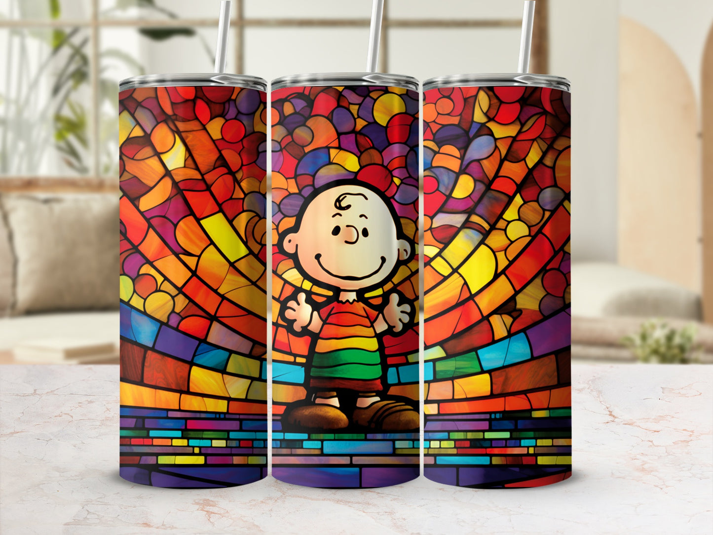 Stained Glass Cartoon Character Design Tumbler Product