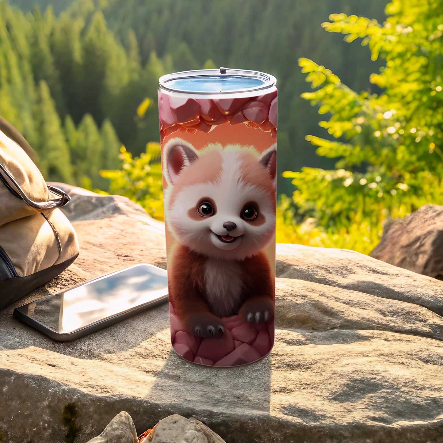 Adorable Red Panda Illustration Insulated Tumbler Cup