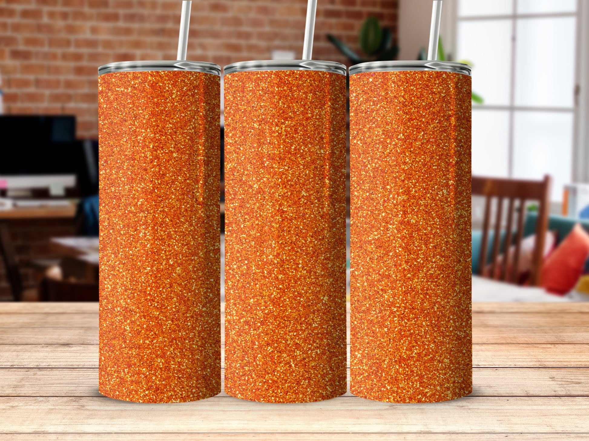 Sparkling Orange Glitter Tumbler for Stylish Beverages
