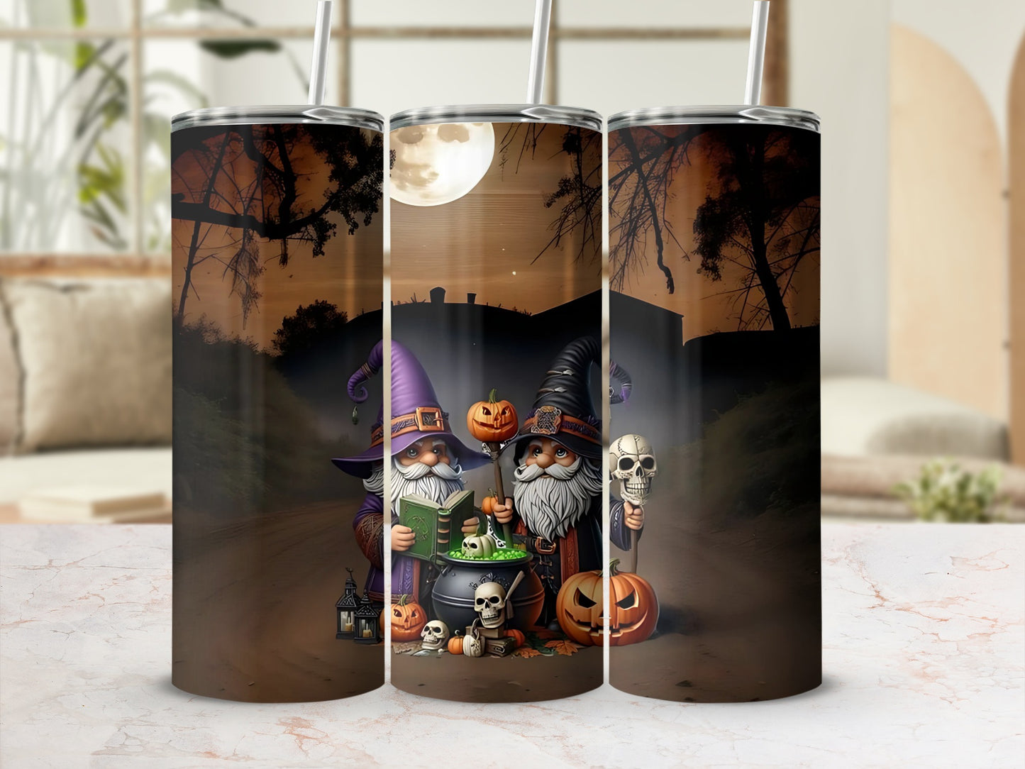Halloween Themed Gnomes Witch Pumpkin Tumbler Product