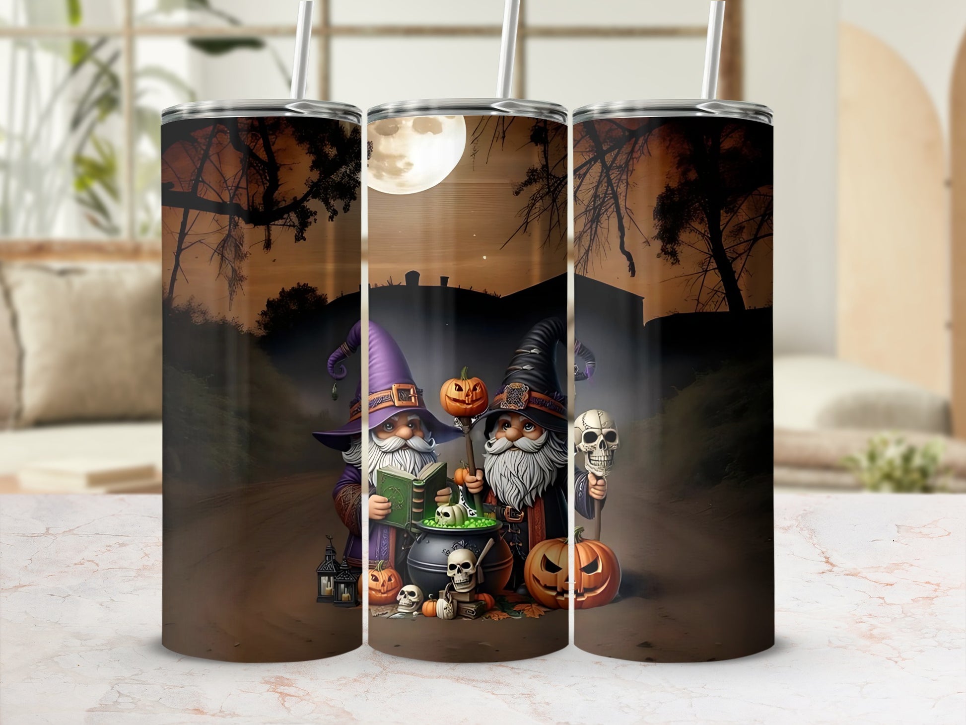 Halloween Themed Gnomes Witch Pumpkin Tumbler Product