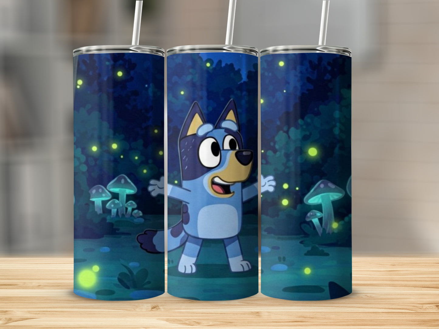 Cute Animated Blue Dog Character Tumbler Product