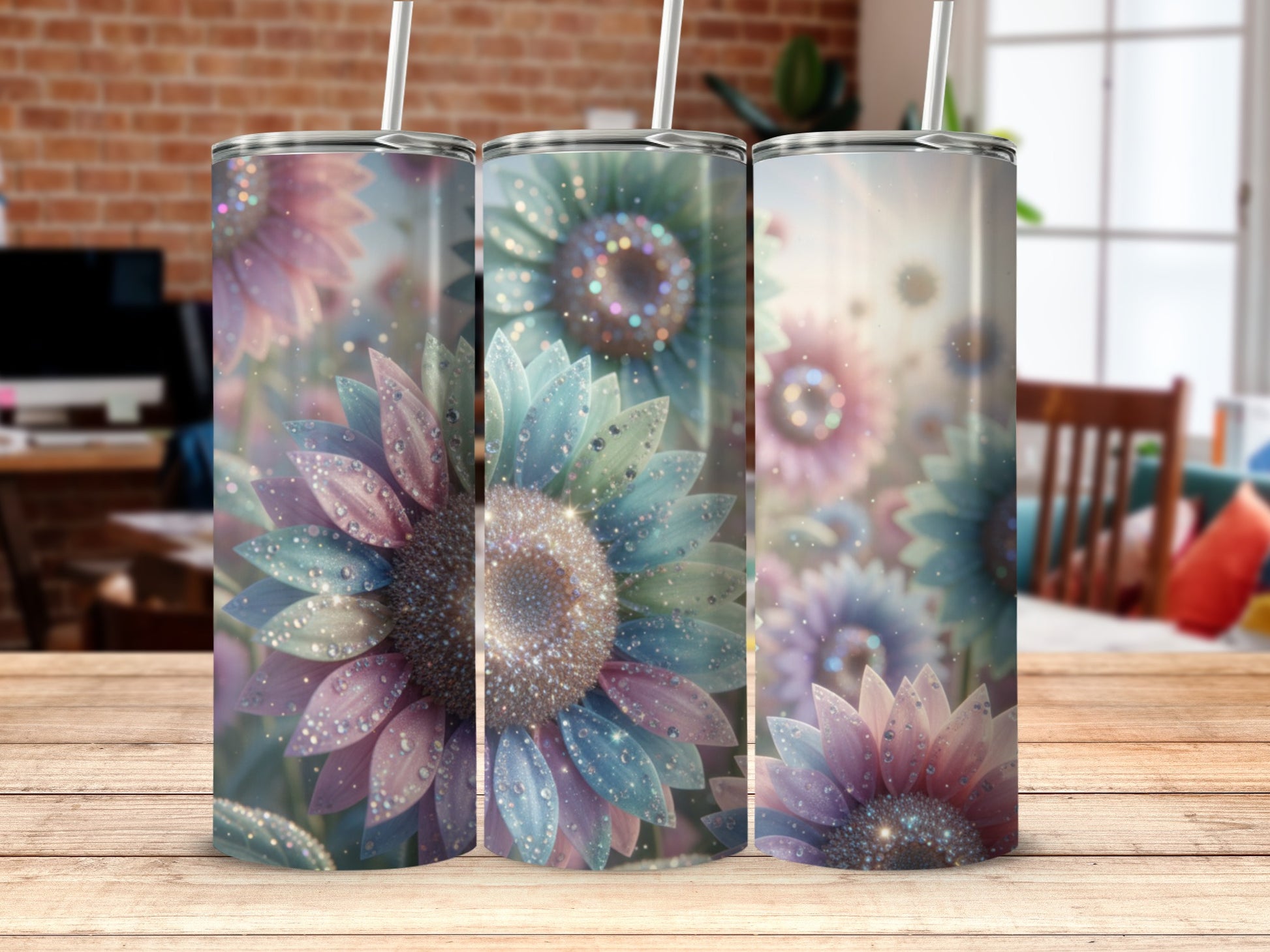Shimmering Pastel Floral Design Tumbler Product