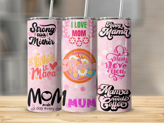 Motherhood Themed Personalized Mom Tumblers Set