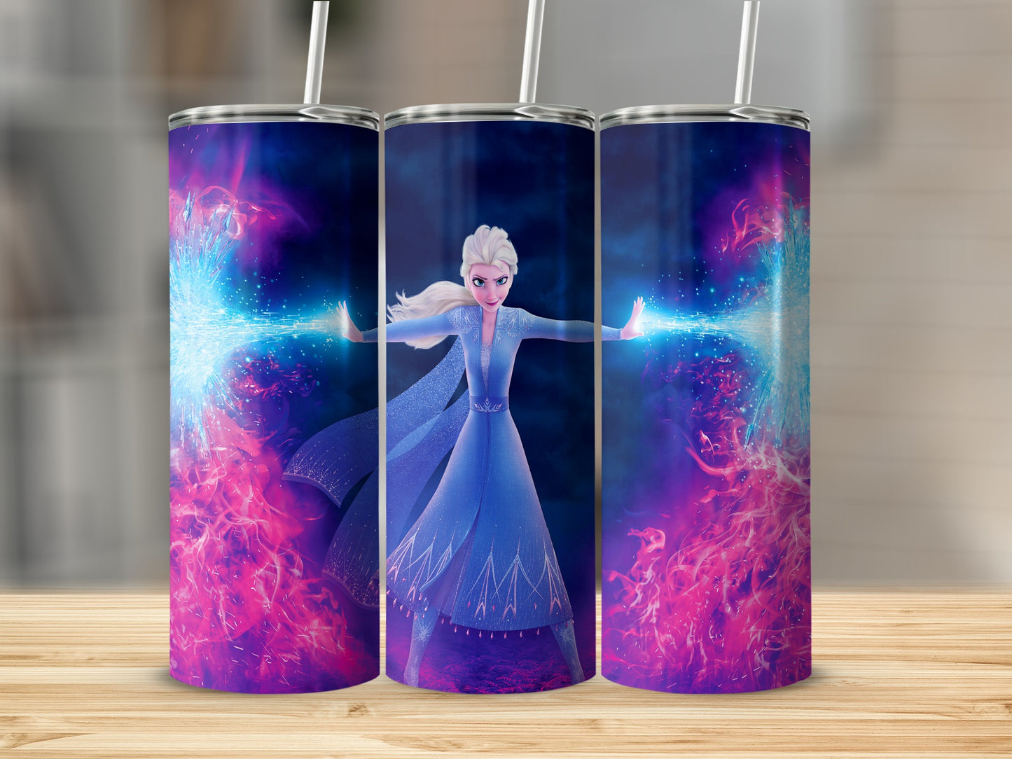 Elsa from Frozen with magical ice and fire powers.