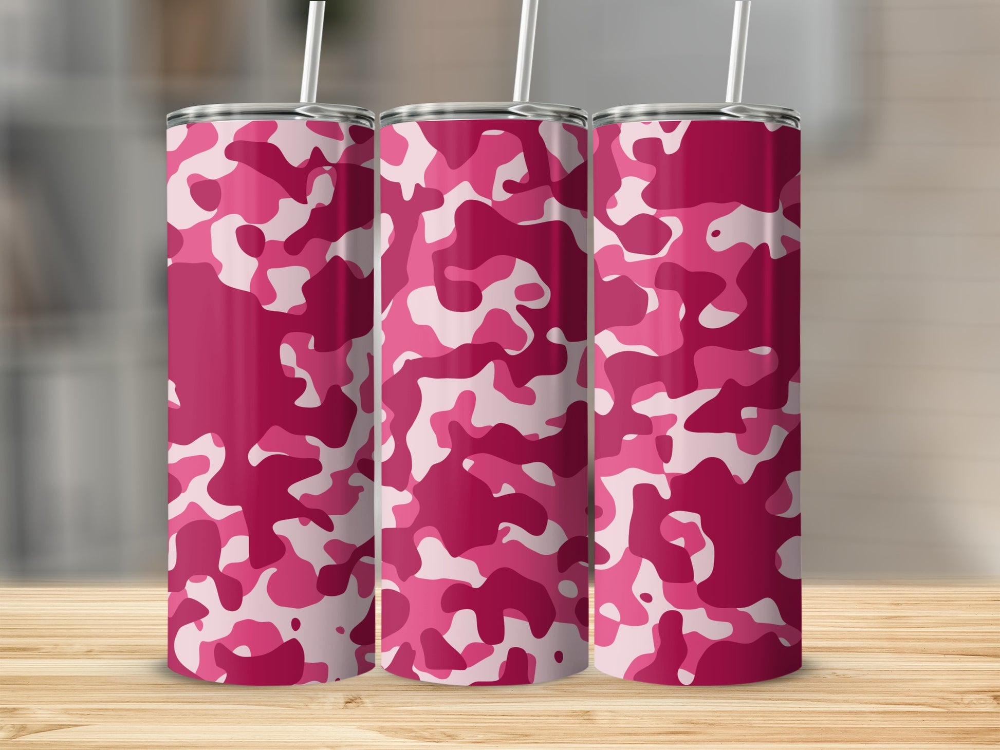Pink Camouflage Design Stainless Steel Tumbler