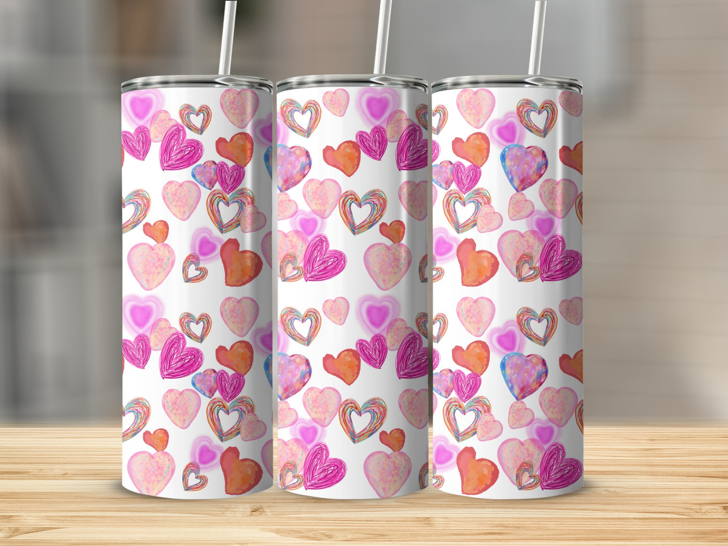 Colorful Heart Design Tumbler Ideal For Daily Use