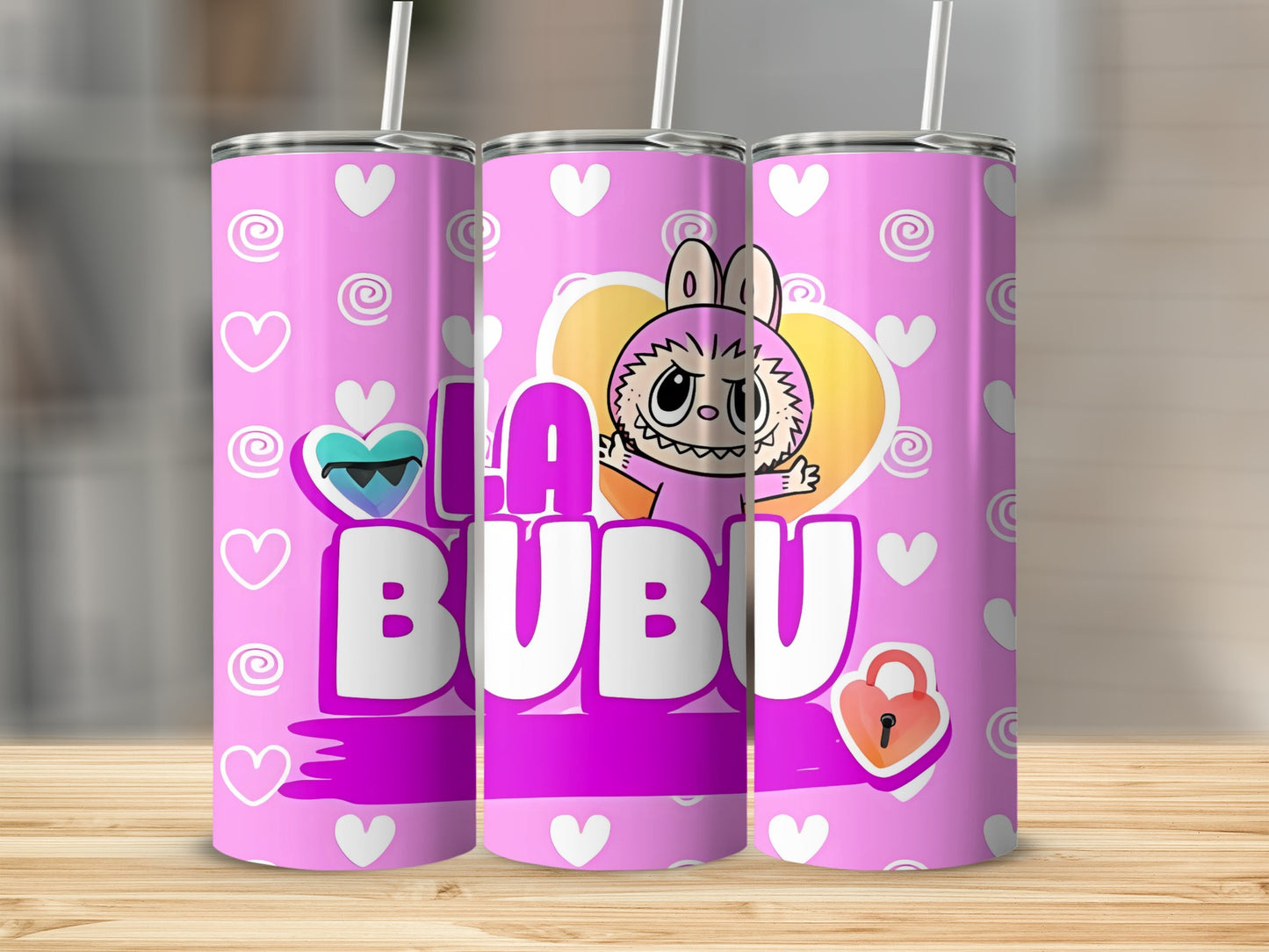 La Bubu Heart Design Pink and White Tumbler
