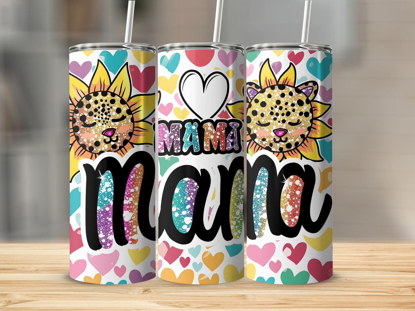 I Love Mami Mom Leopard Sunflower Tumbler