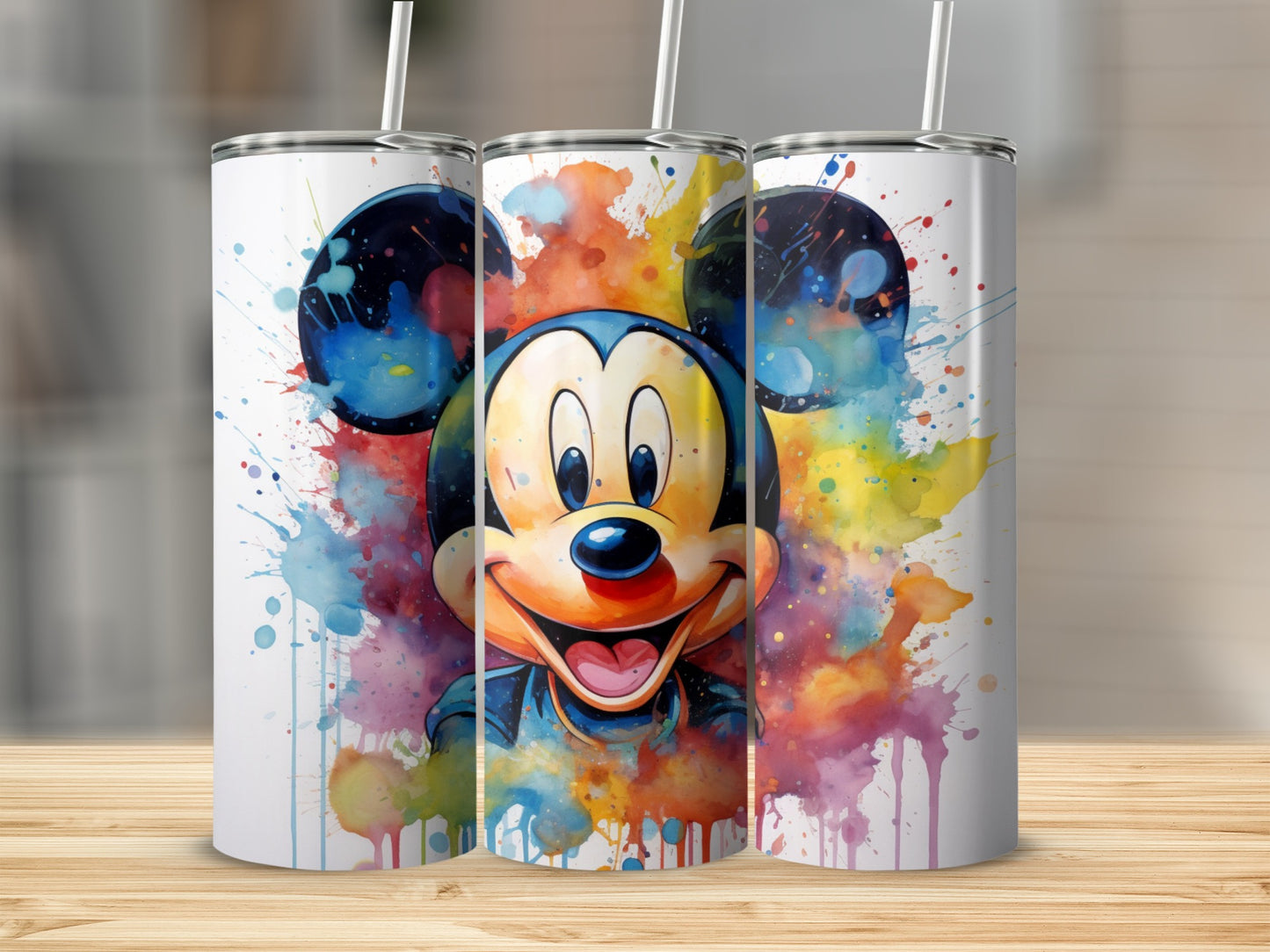 Colorful Mickey Mouse Splatter Art Tumbler