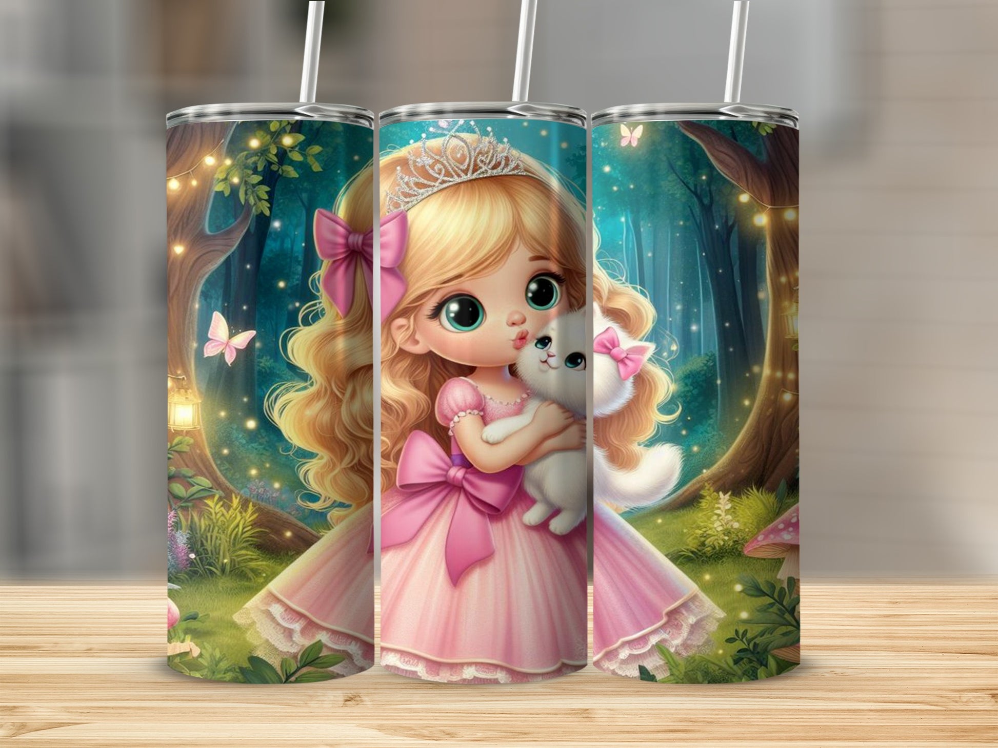 Cute Princess Fairy Tale Tumbler with Cat Design