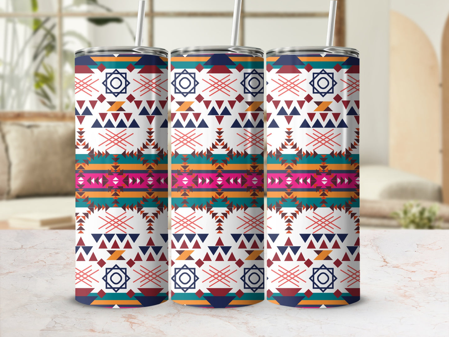 Geometric Aztec Pattern Double-Wall Tumbler Product