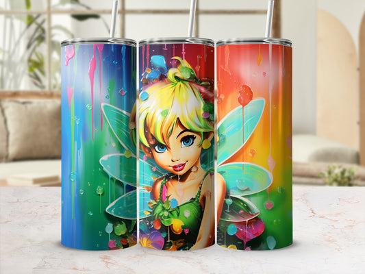 Colorful Fairy Design on Stainless Steel Tumbler Flask