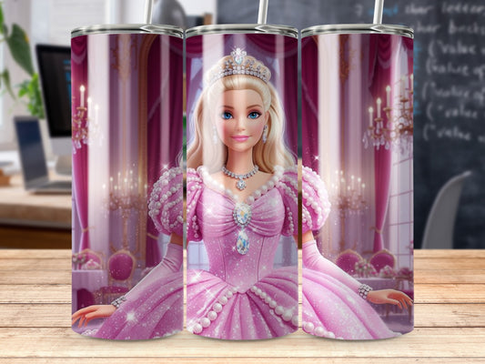 Barbie Princess Pink Dress In Ballroom Scene Tumblers