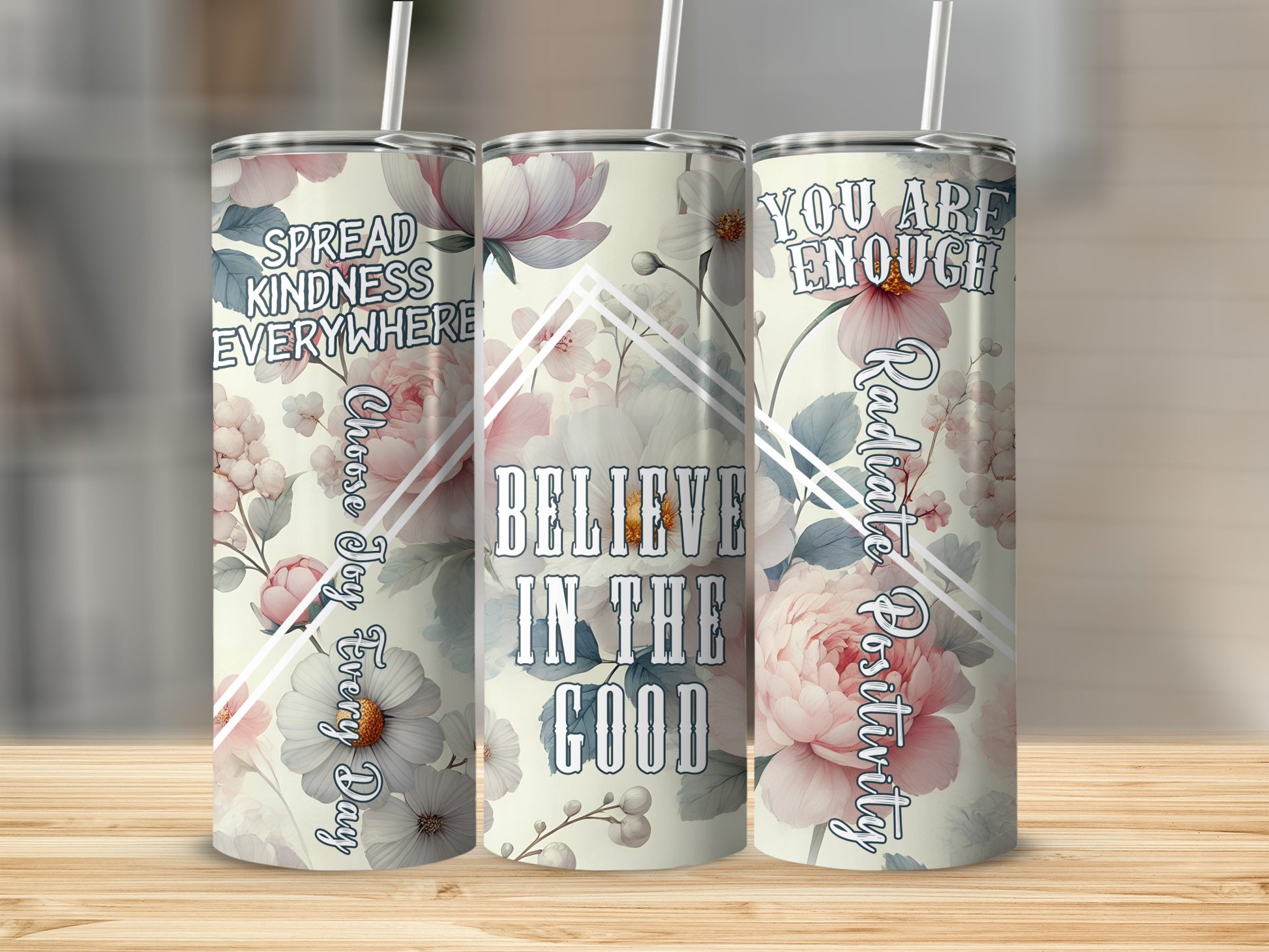 Inspirational Floral Quotes Stainless Steel Tumbler