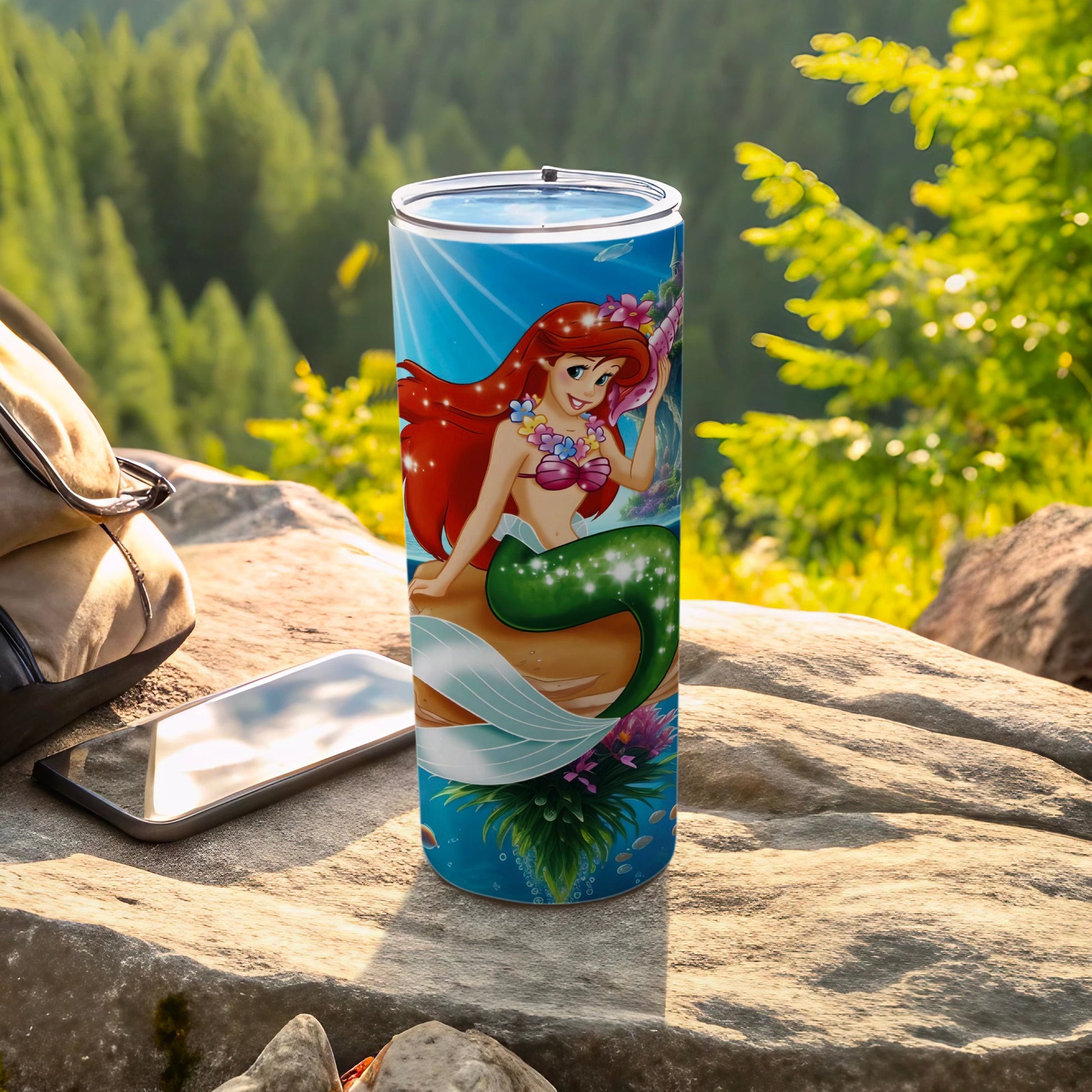 Mermaid Princess Illustration on Vibrant Tumbler