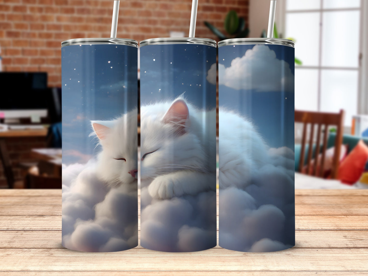 Sleeping Cat Dreamy Clouds Starry Night Sky product type