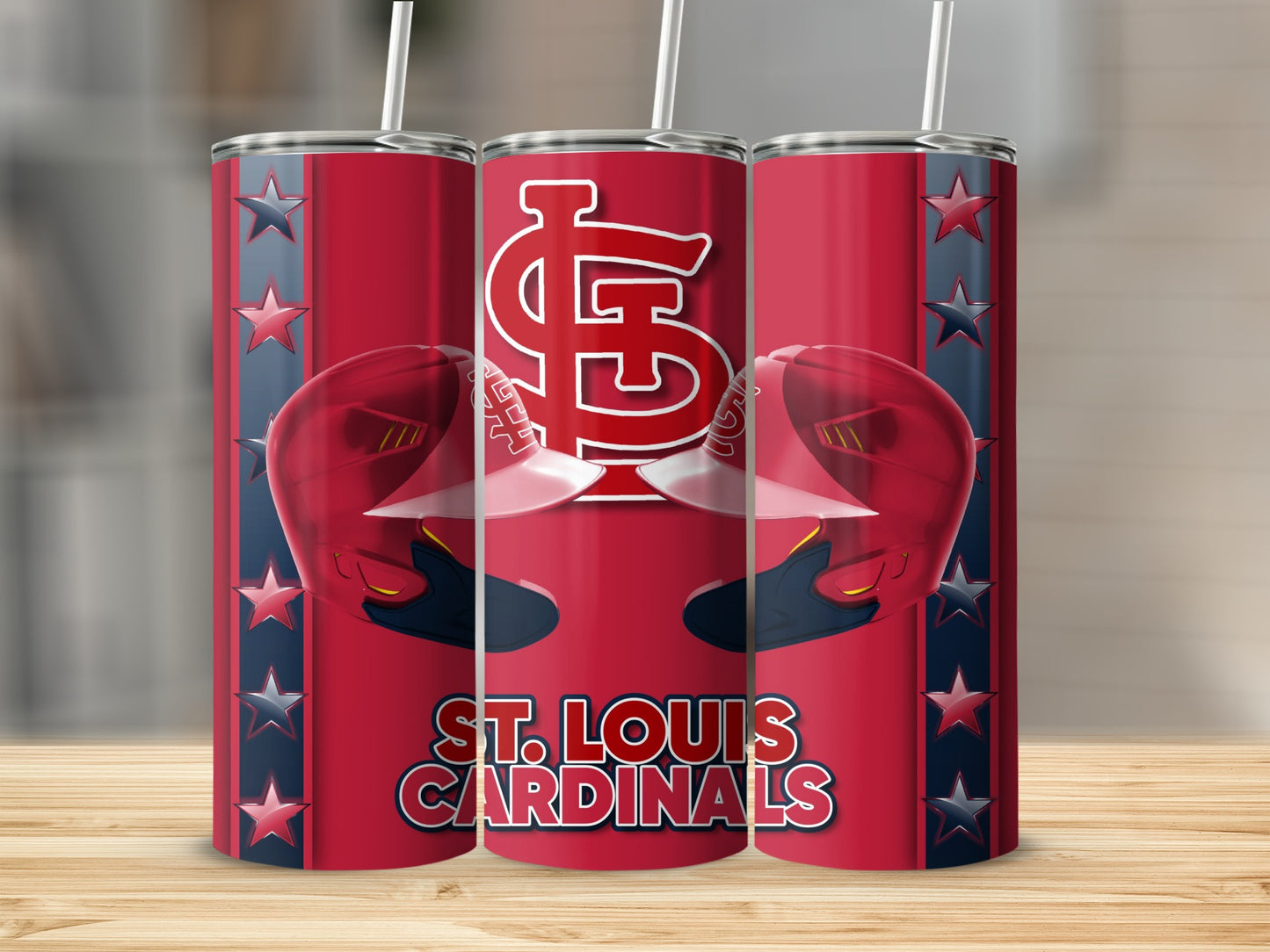 St Louis Cardinals Baseball Helmets Stars and Stripes Tumblers