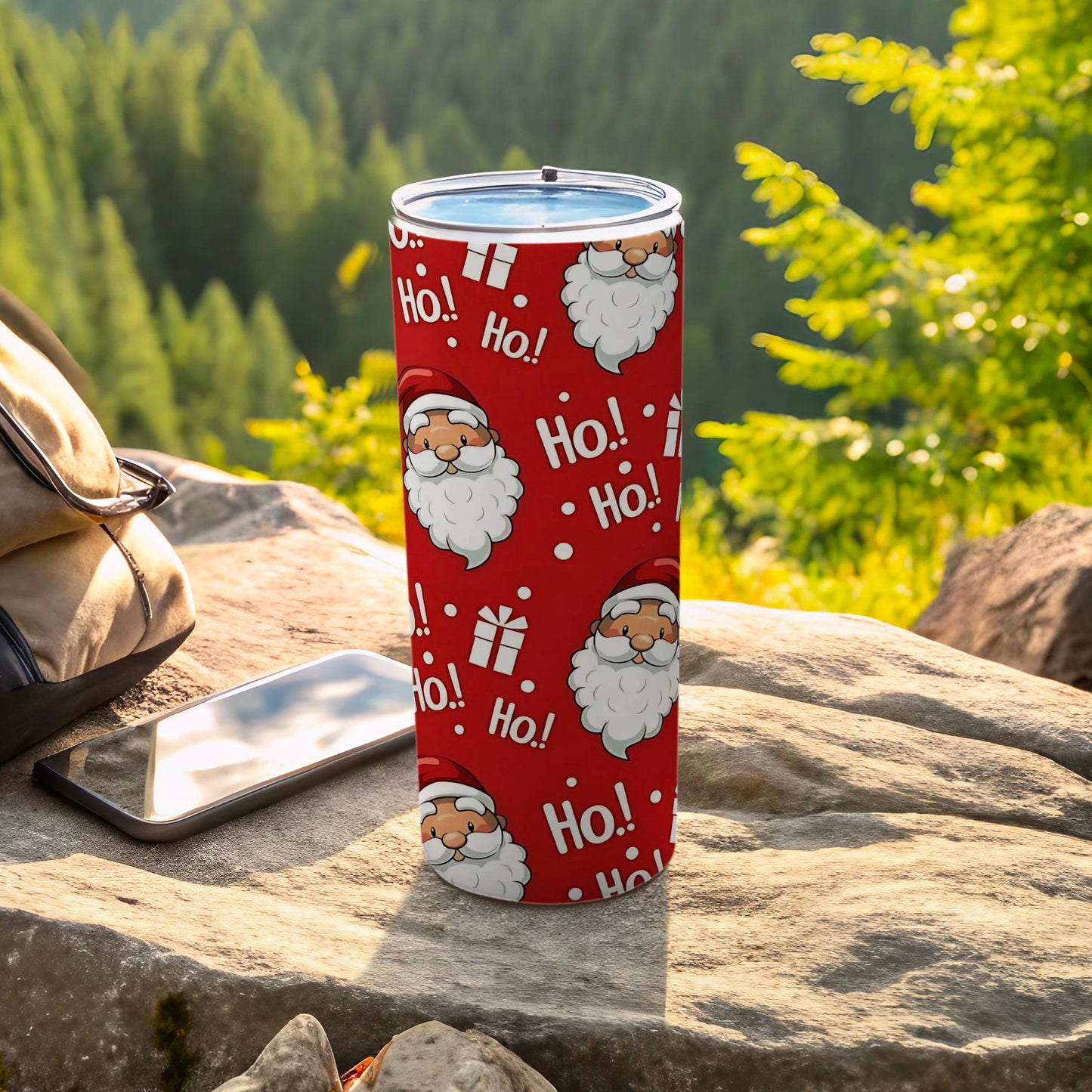Festive Santa Ho Ho Ho Graphic Tumbler Flask