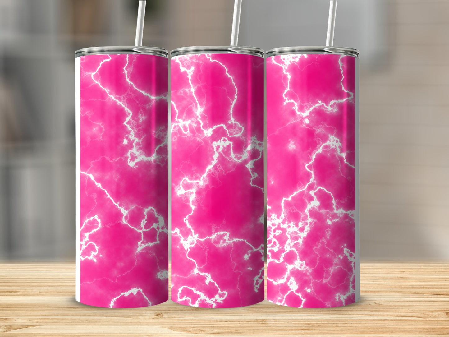 Hot Pink White Marble Pattern Skinny Tumbler product type