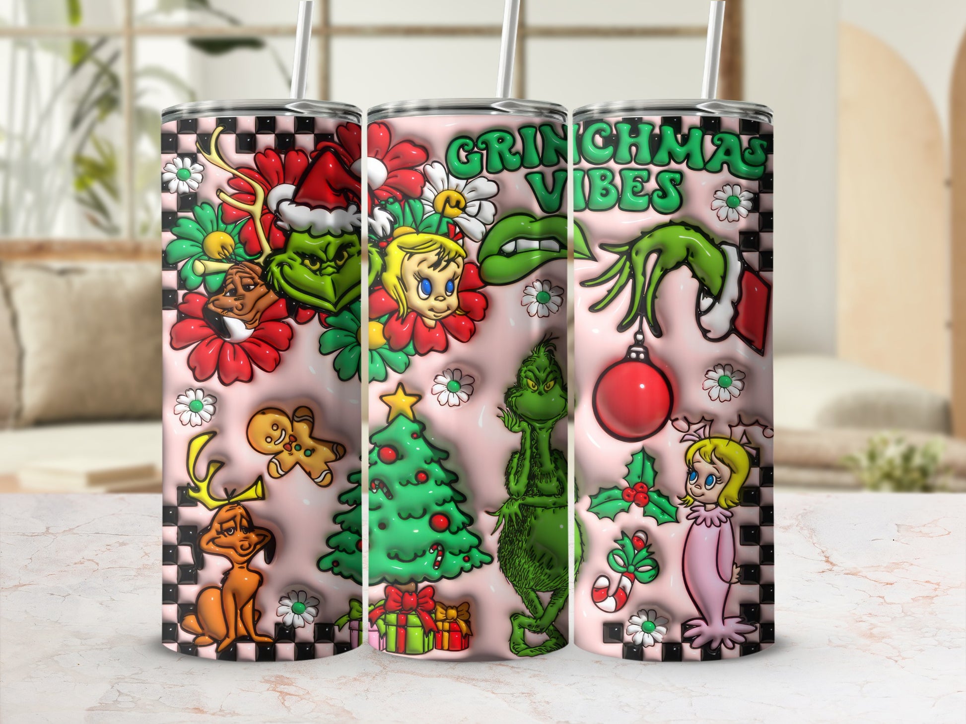 Funny Grinchmas Vibes Christmas Themed Tumbler