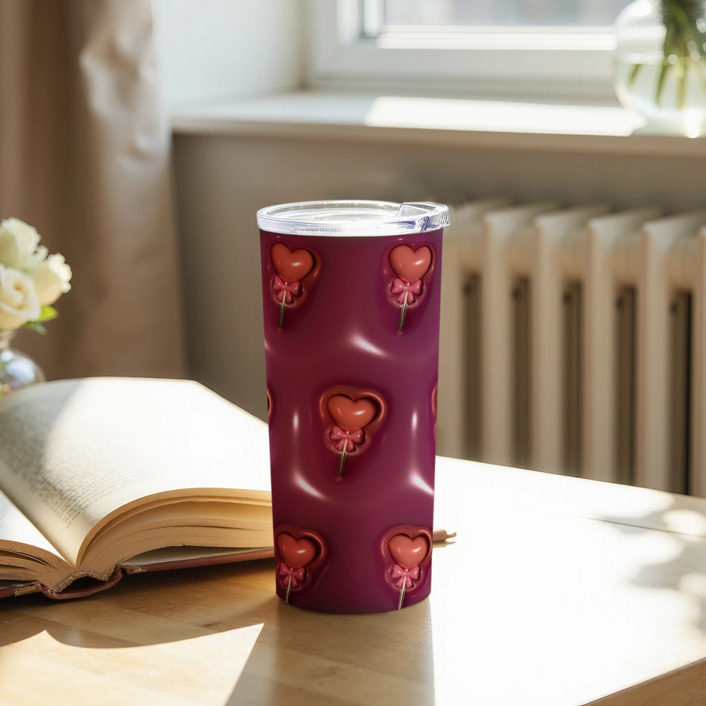 Heart Lollipop Design Travel Tumbler Valentine's Gift