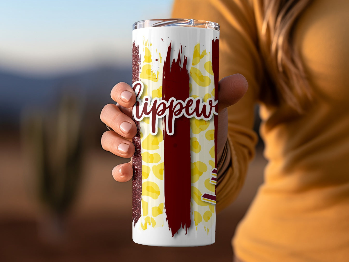 Chippewas Text Brush Stripes Mascot Logo Design Tumblers