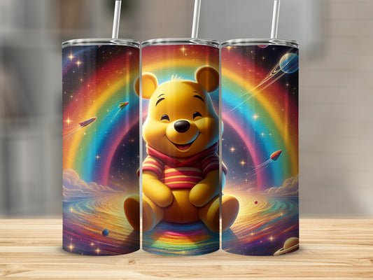 Winnie the Pooh Rainbow in Space Digital Art Tumblers