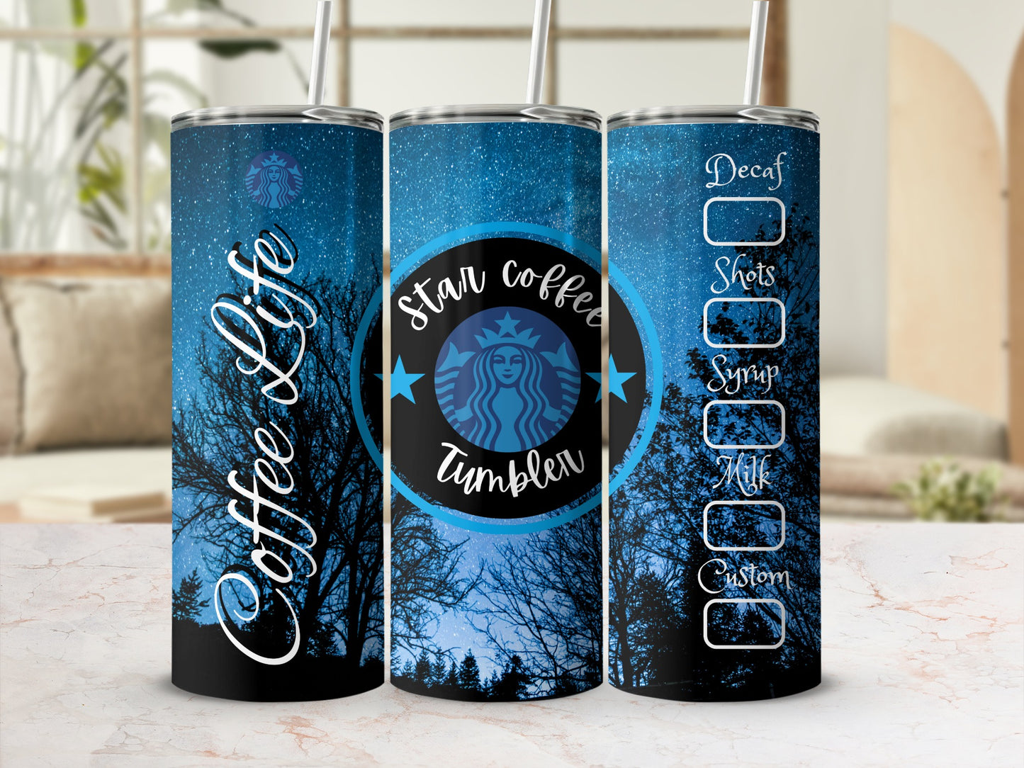 Coffee Life Star Coffee Tumbler Customizable Beverage Container