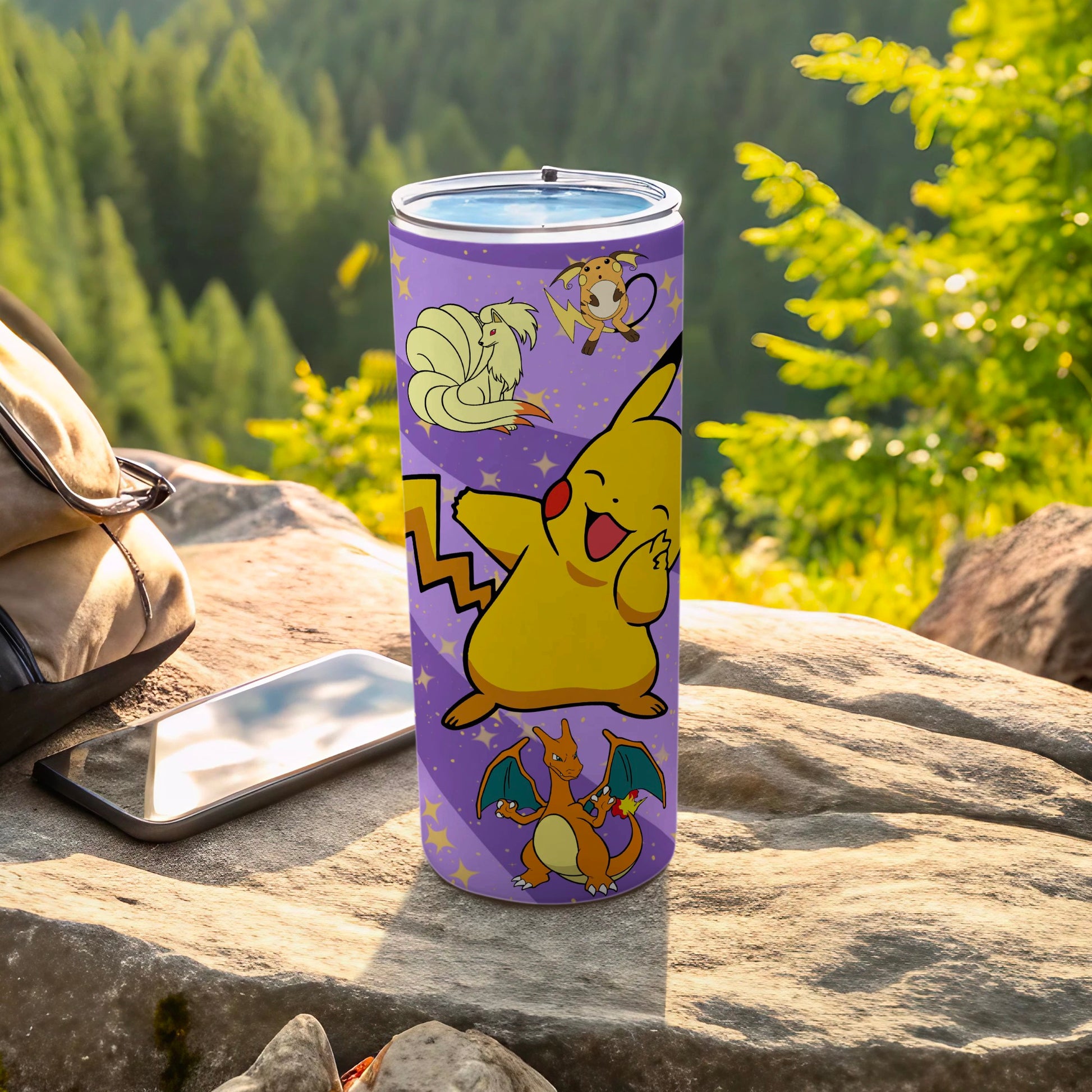 Pikachu and Friends Purple Tumbler for Outdoor Adventures