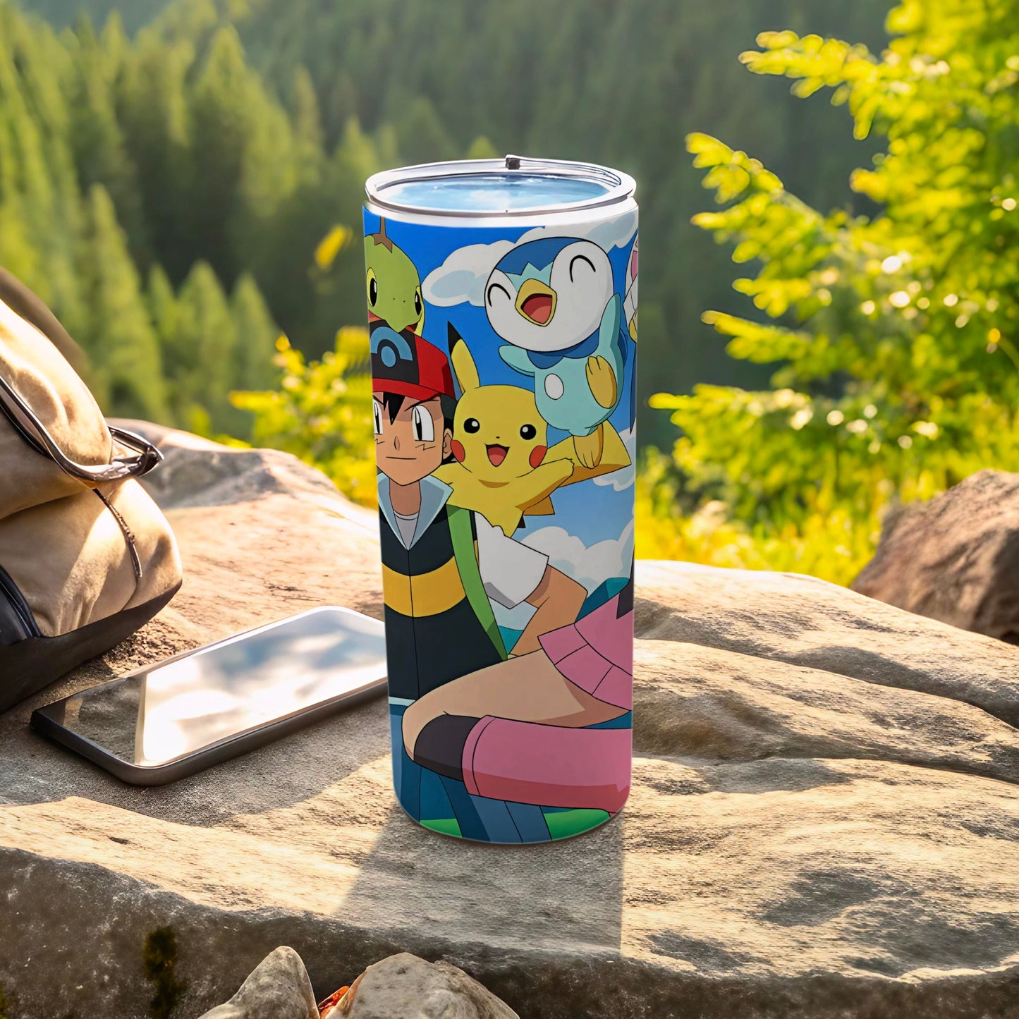 Colorful Anime Character Travel Tumbler for Outdoor Adventures